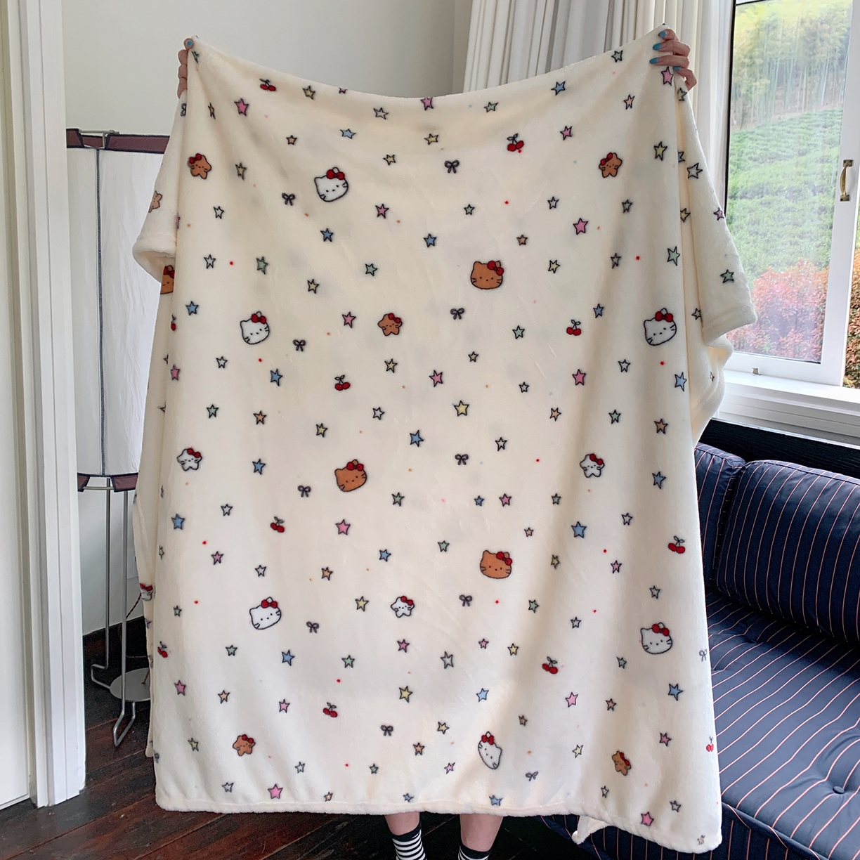 桃喜 2026新款330g双面印花牛奶绒毛毯毯子 星星猫咪