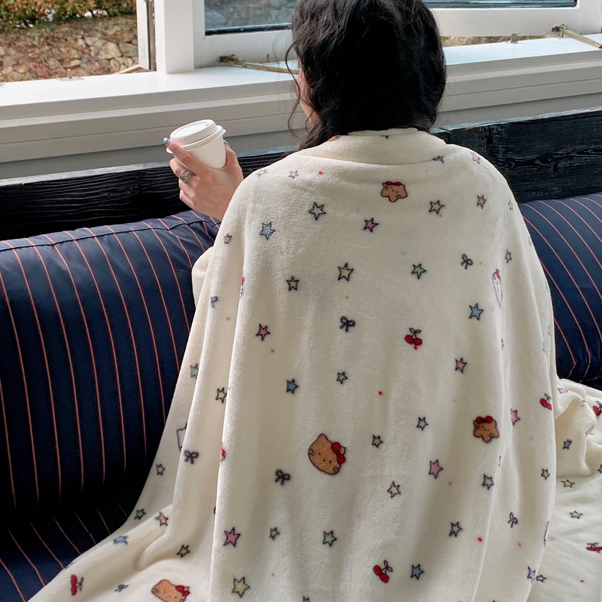 91家纺网 家纺一手货源 找家纺 桃喜 2026新款330g双面印花牛奶绒毛毯毯子 星星猫咪