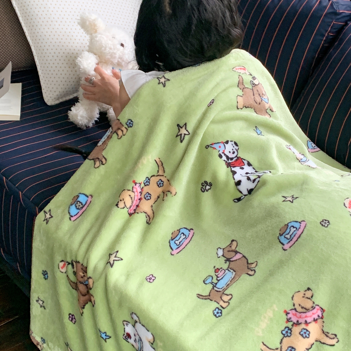 91家纺网 家纺一手货源 找家纺 桃喜 2026新款330g双面印花牛奶绒毛毯毯子 抹茶小狗日记