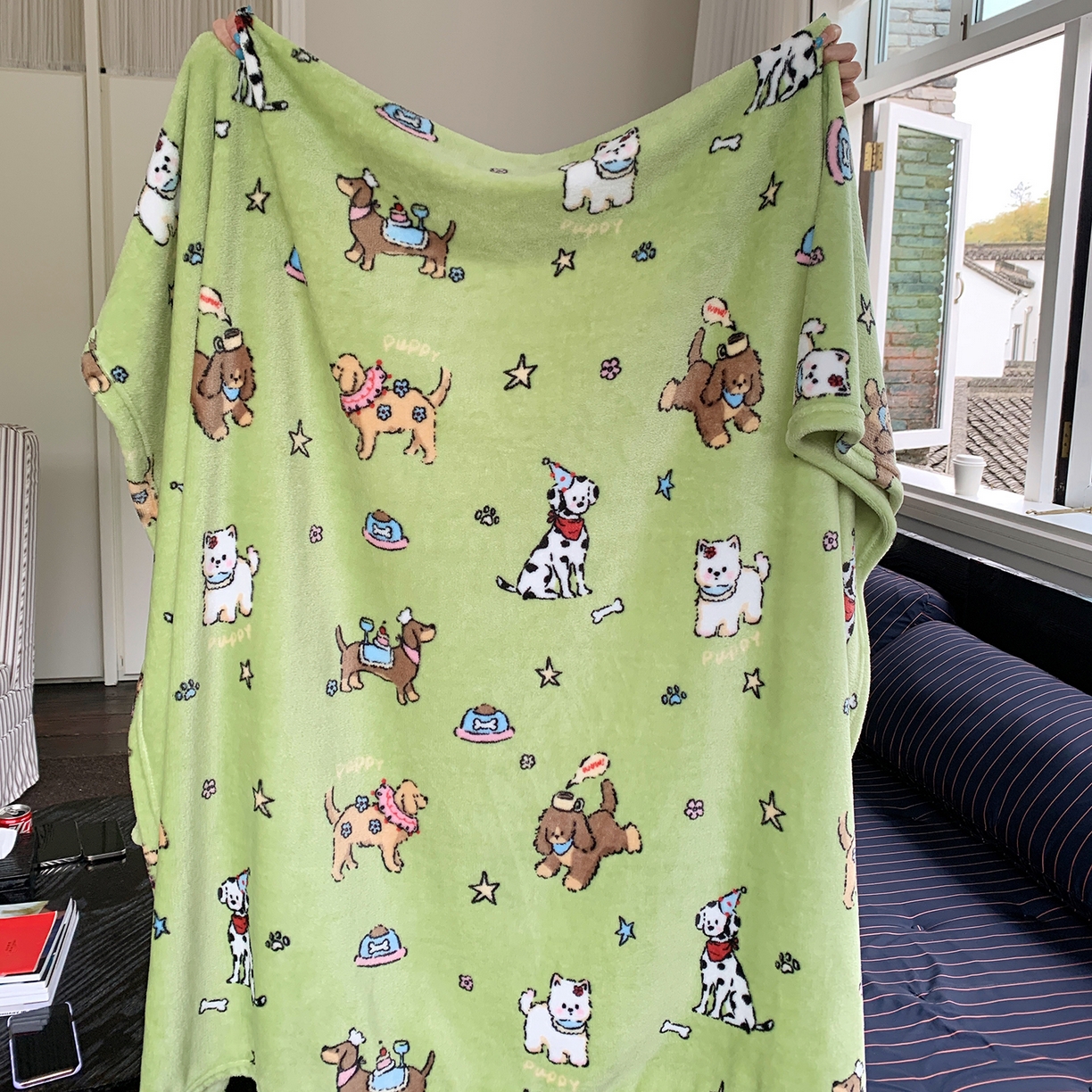 91家纺网 家纺一手货源 找家纺 桃喜 2026新款330g双面印花牛奶绒毛毯毯子 抹茶小狗日记