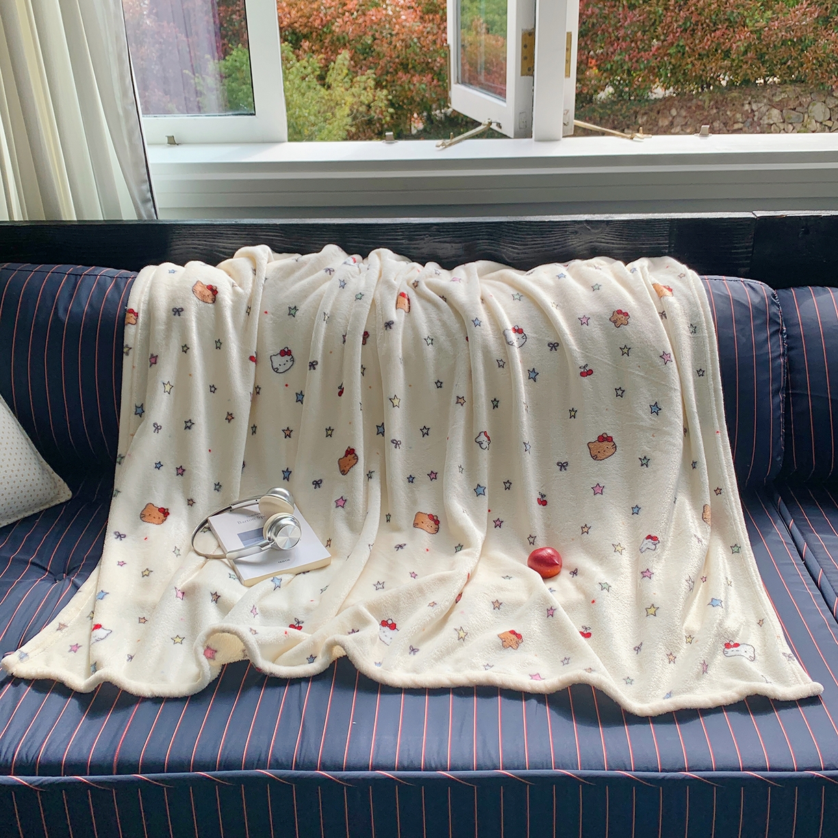 91家纺网 家纺一手货源 找家纺 桃喜 2026新款330g双面印花牛奶绒毛毯毯子 星星猫咪