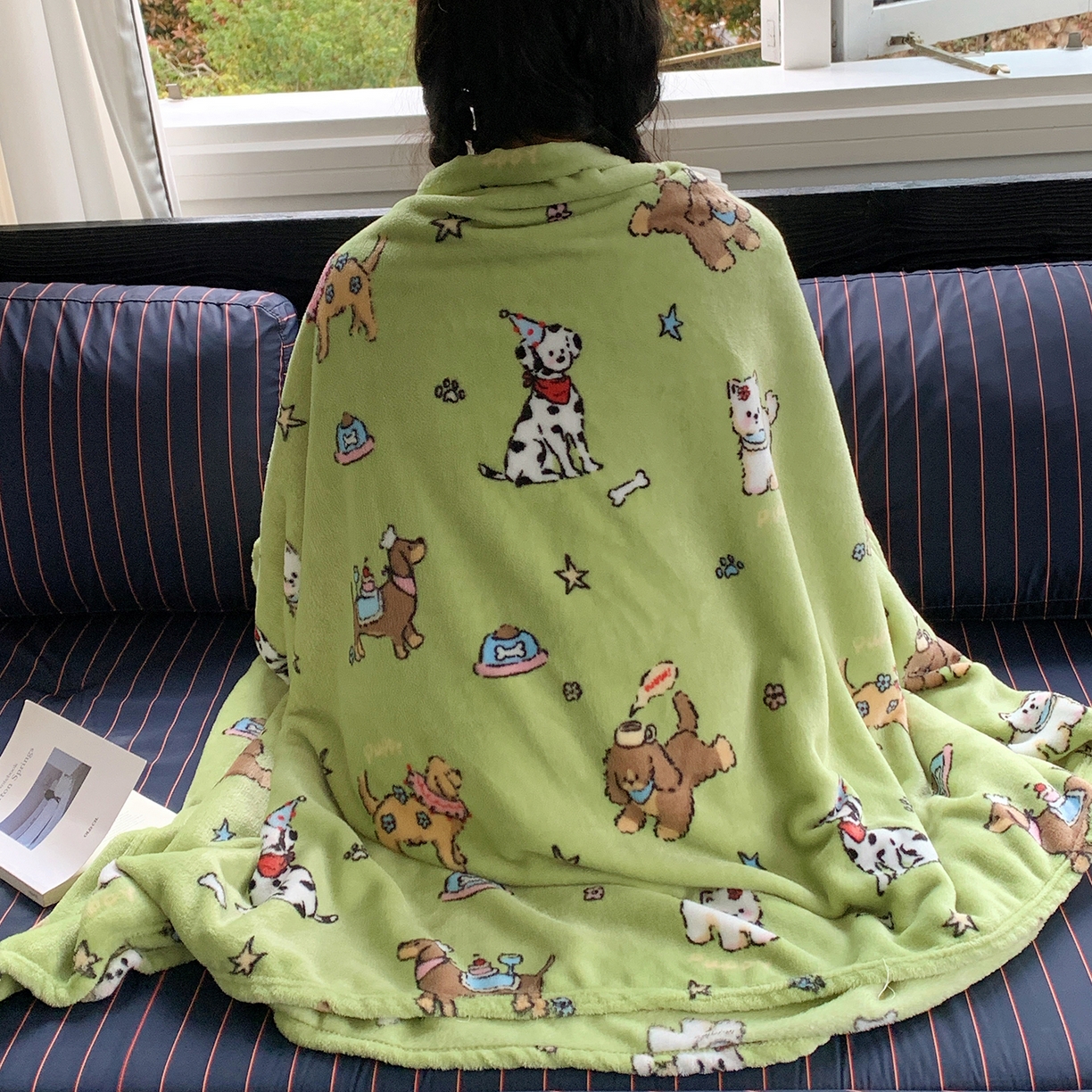 91家纺网 家纺一手货源 找家纺 桃喜 2026新款330g双面印花牛奶绒毛毯毯子 抹茶小狗日记