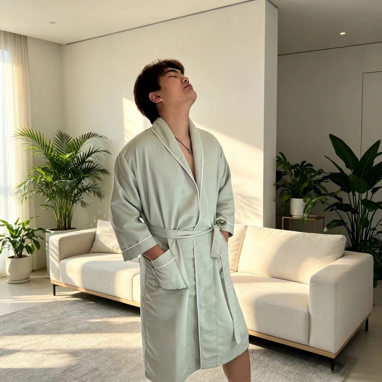 91家纺网 家纺一手货源 找家纺 （总）安力森/诚臻酒店用品 2026新款简约纯色亲肤丝滑浴袍