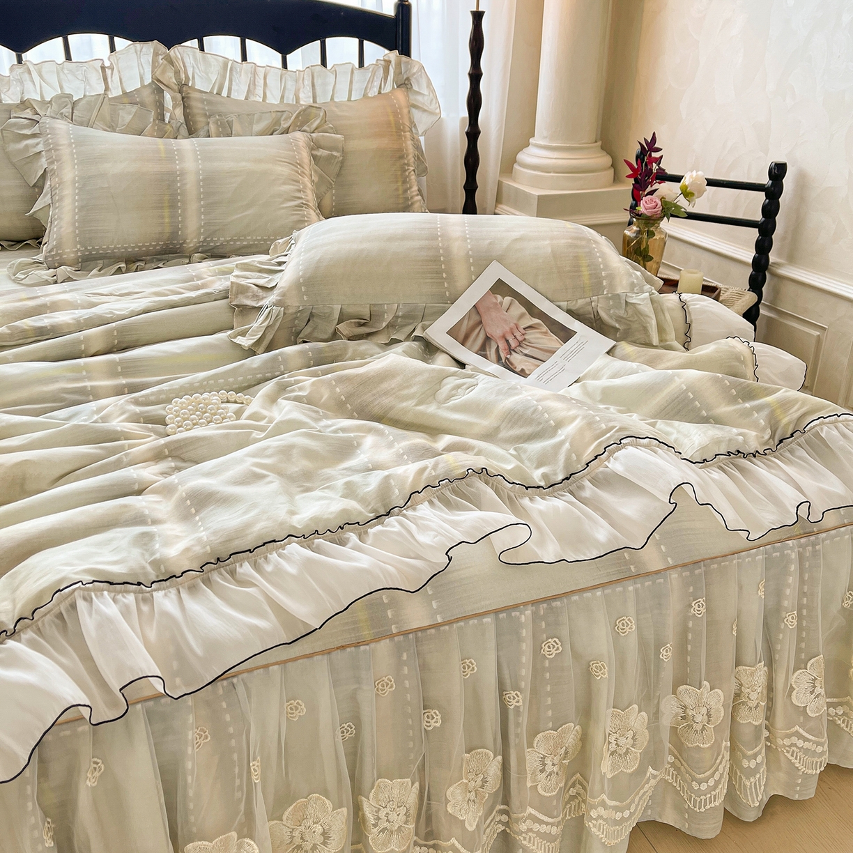 91家纺网 家纺一手货源 找家纺 （总）宜凡家纺 2026新款全棉数码印花夏被床裙四件套④号系列