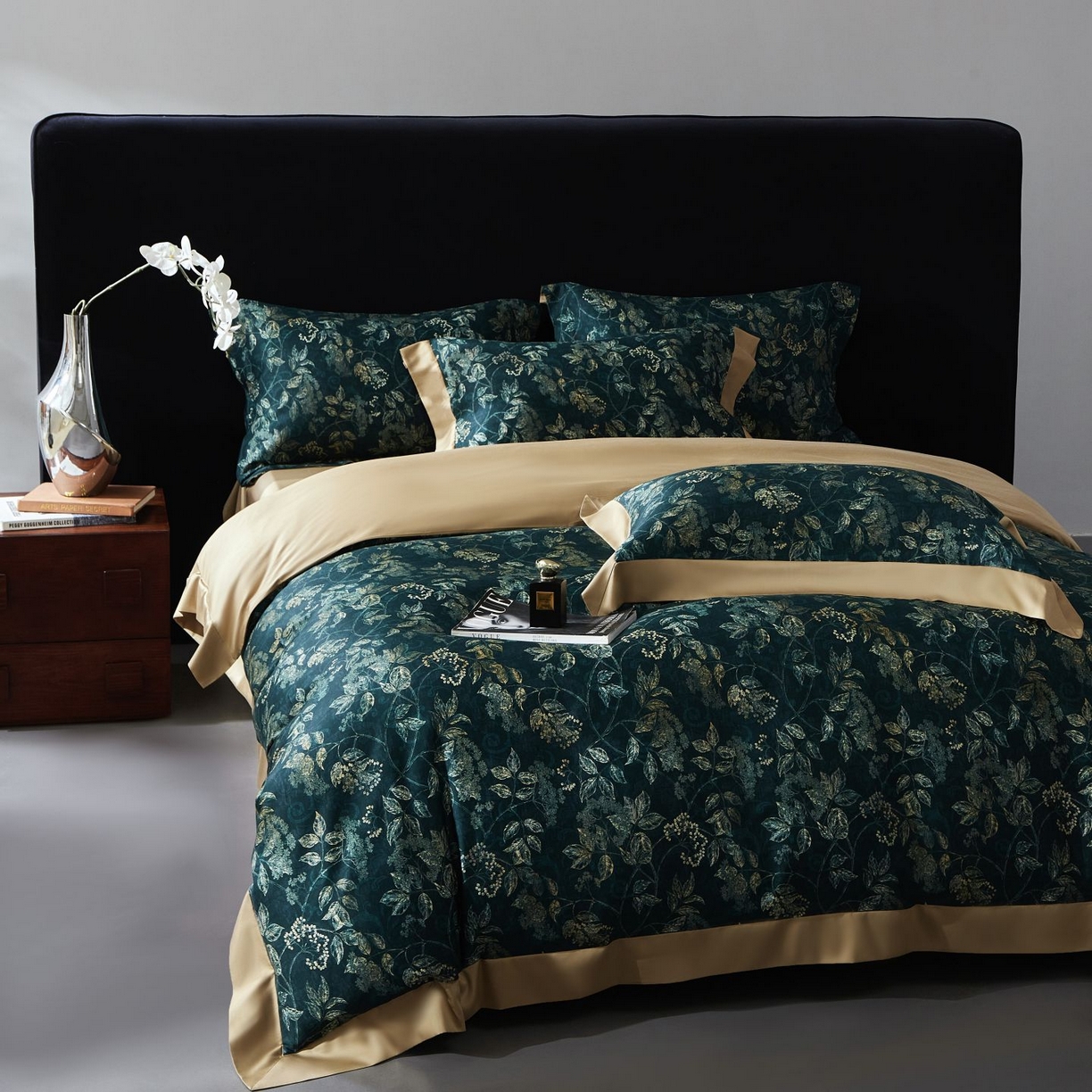 91家纺网 家纺一手货源 找家纺 南通朵美纺织品有限公司 2026新款100支天丝棉系列四件套 繁花似锦（绿）