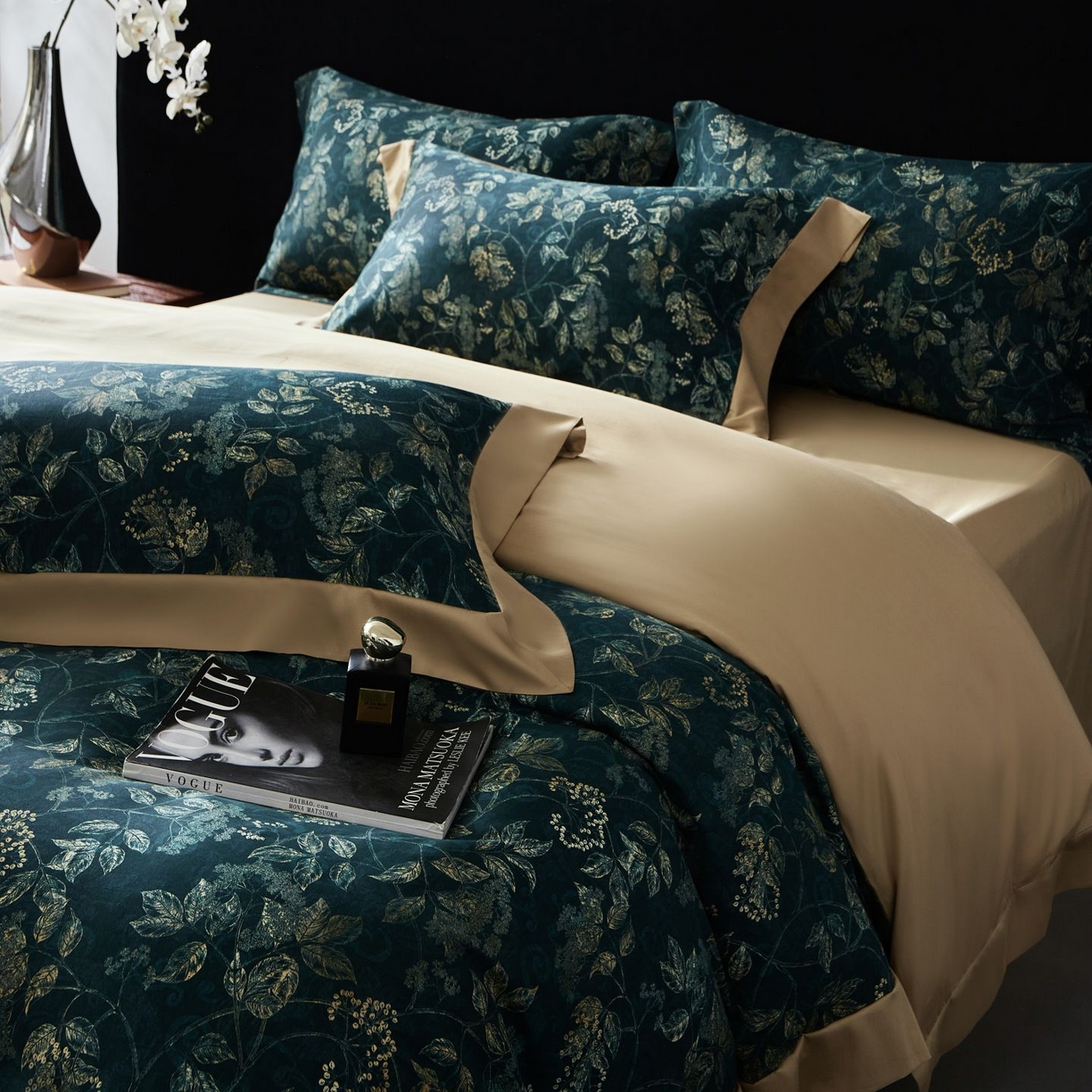 91家纺网 家纺一手货源 找家纺 南通朵美纺织品有限公司 2026新款100支天丝棉系列四件套 繁花似锦（绿）