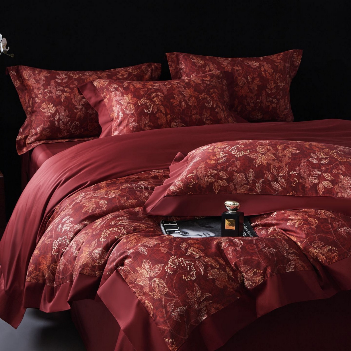 91家纺网 家纺一手货源 找家纺 南通朵美纺织品有限公司 2026新款100支天丝棉系列四件套 繁花似锦（红）