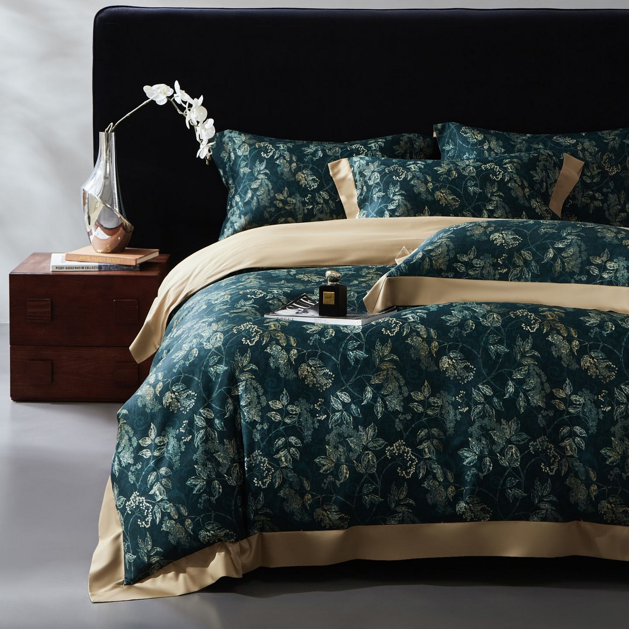 91家纺网 家纺一手货源 找家纺 南通朵美纺织品有限公司 2026新款100支天丝棉系列四件套 繁花似锦（绿）