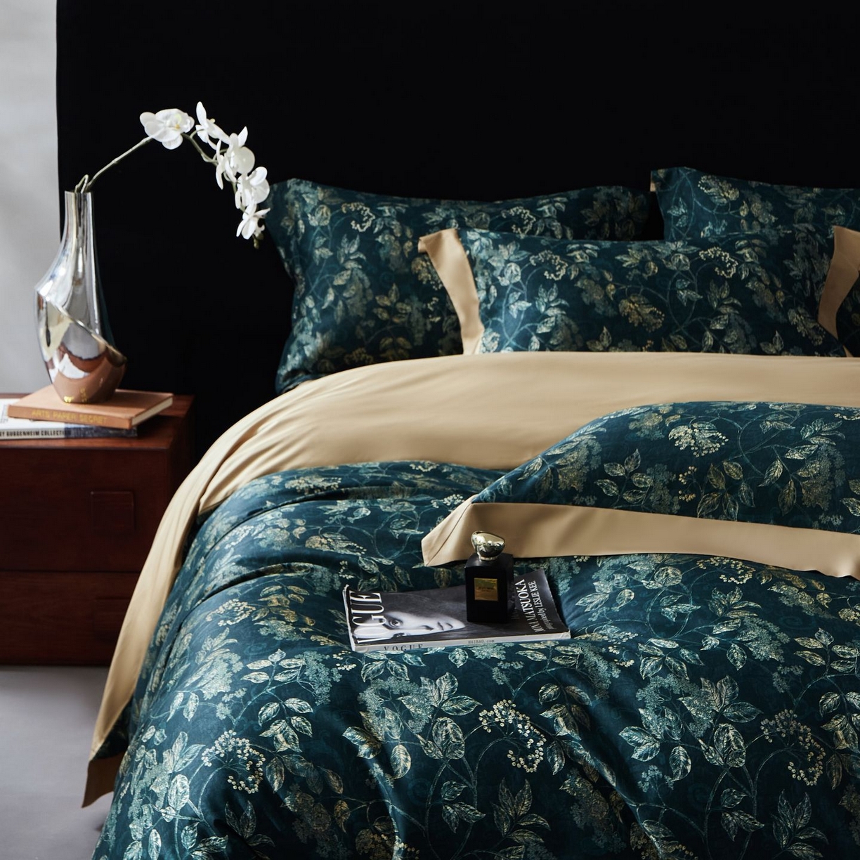 91家纺网 家纺一手货源 找家纺 南通朵美纺织品有限公司 2026新款100支天丝棉系列四件套 繁花似锦（绿）