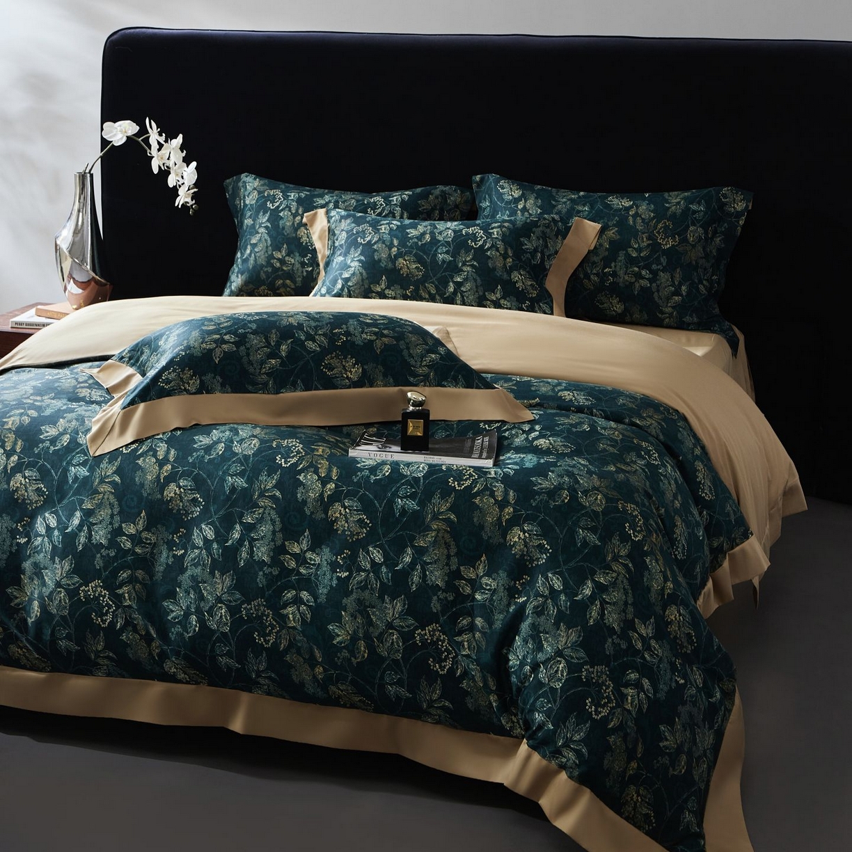 91家纺网 家纺一手货源 找家纺 南通朵美纺织品有限公司 2026新款100支天丝棉系列四件套 繁花似锦（绿）