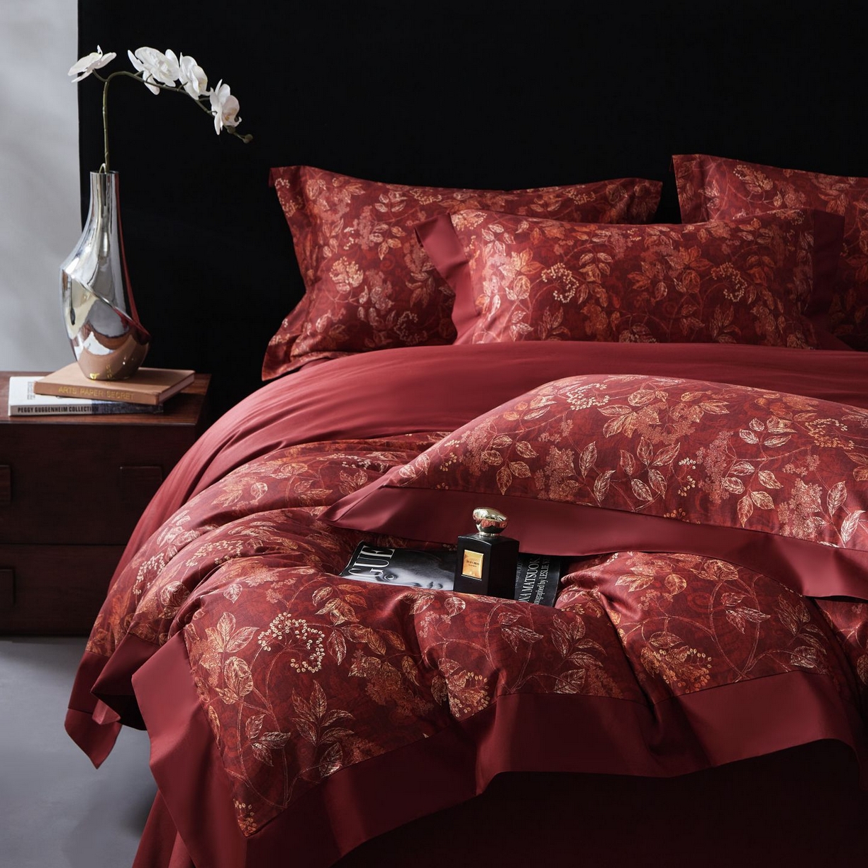 91家纺网 家纺一手货源 找家纺 南通朵美纺织品有限公司 2026新款100支天丝棉系列四件套 繁花似锦（红）