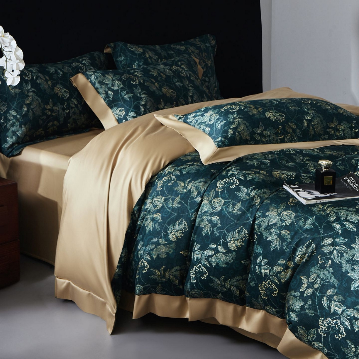 91家纺网 家纺一手货源 找家纺 南通朵美纺织品有限公司 2026新款100支天丝棉系列四件套 繁花似锦（绿）