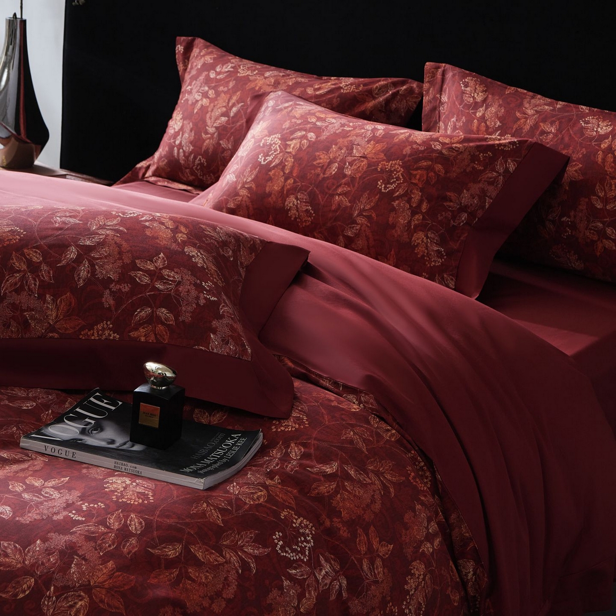 91家纺网 家纺一手货源 找家纺 南通朵美纺织品有限公司 2026新款100支天丝棉系列四件套 繁花似锦（红）