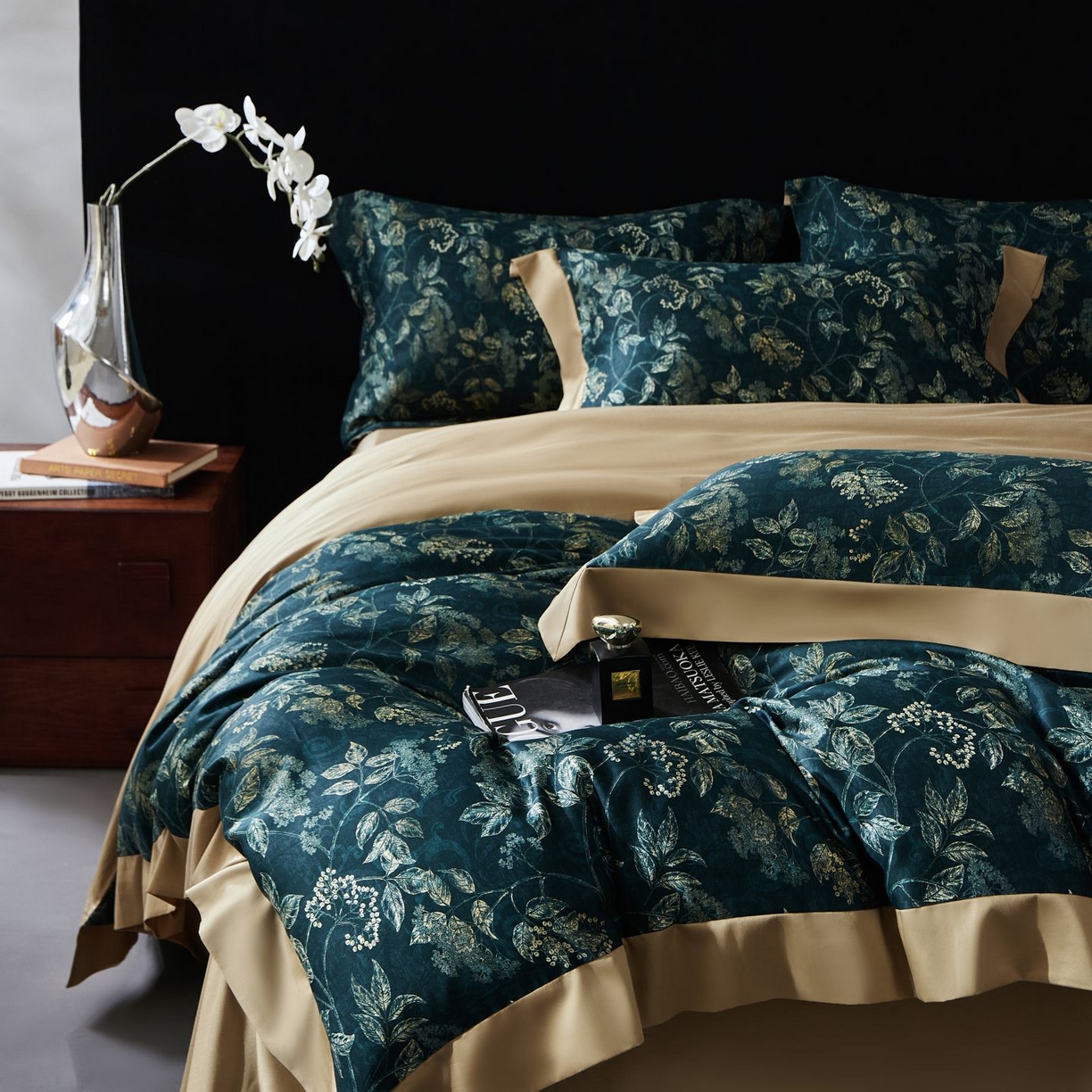 91家纺网 家纺一手货源 找家纺 南通朵美纺织品有限公司 2026新款100支天丝棉系列四件套 繁花似锦（绿）