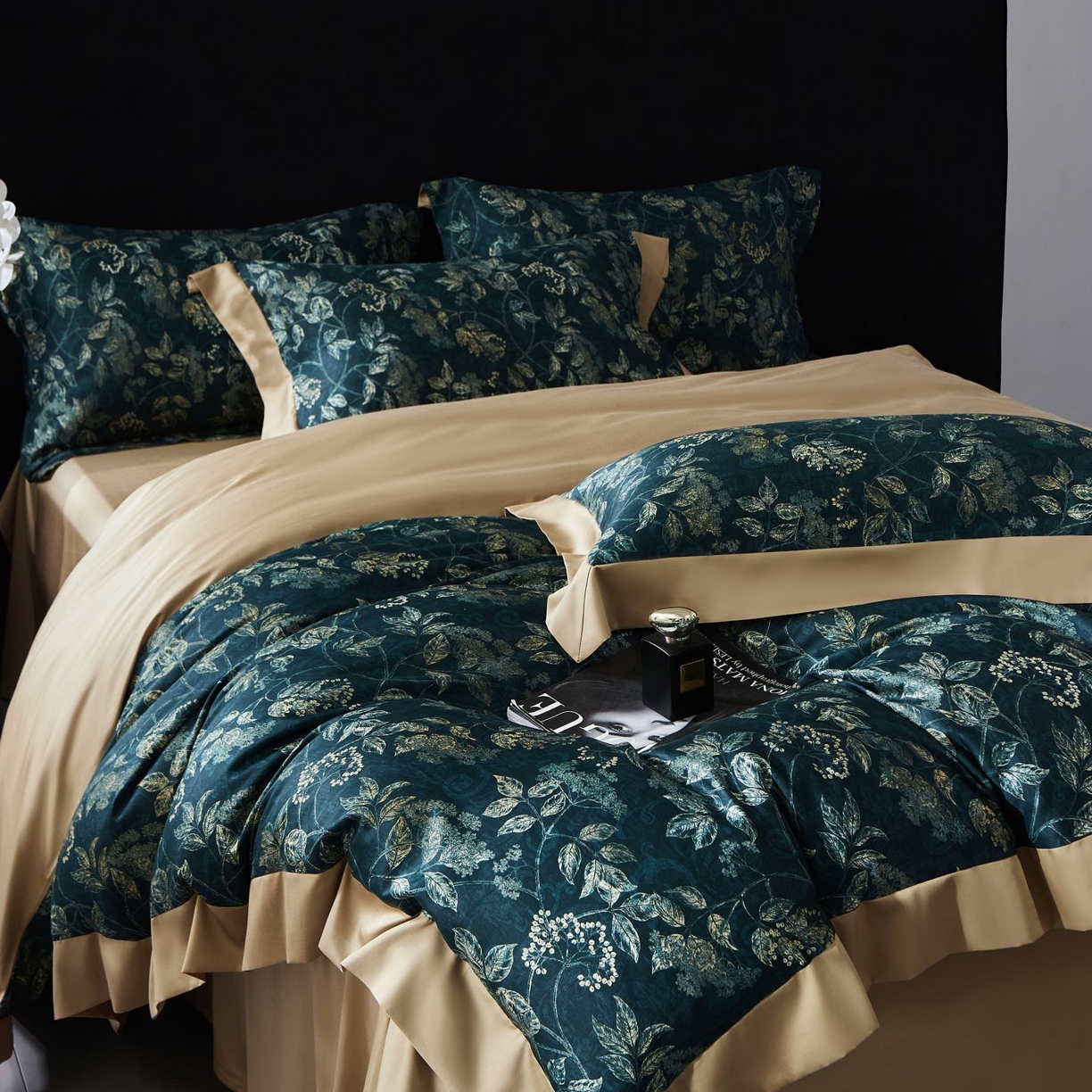 91家纺网 家纺一手货源 找家纺 南通朵美纺织品有限公司 2026新款100支天丝棉系列四件套 繁花似锦（绿）