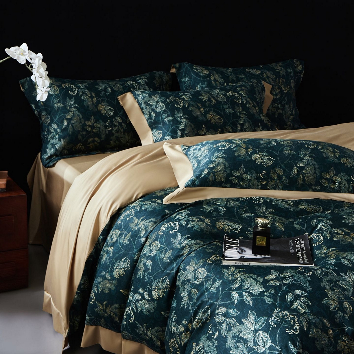 91家纺网 家纺一手货源 找家纺 南通朵美纺织品有限公司 2026新款100支天丝棉系列四件套 繁花似锦（绿）