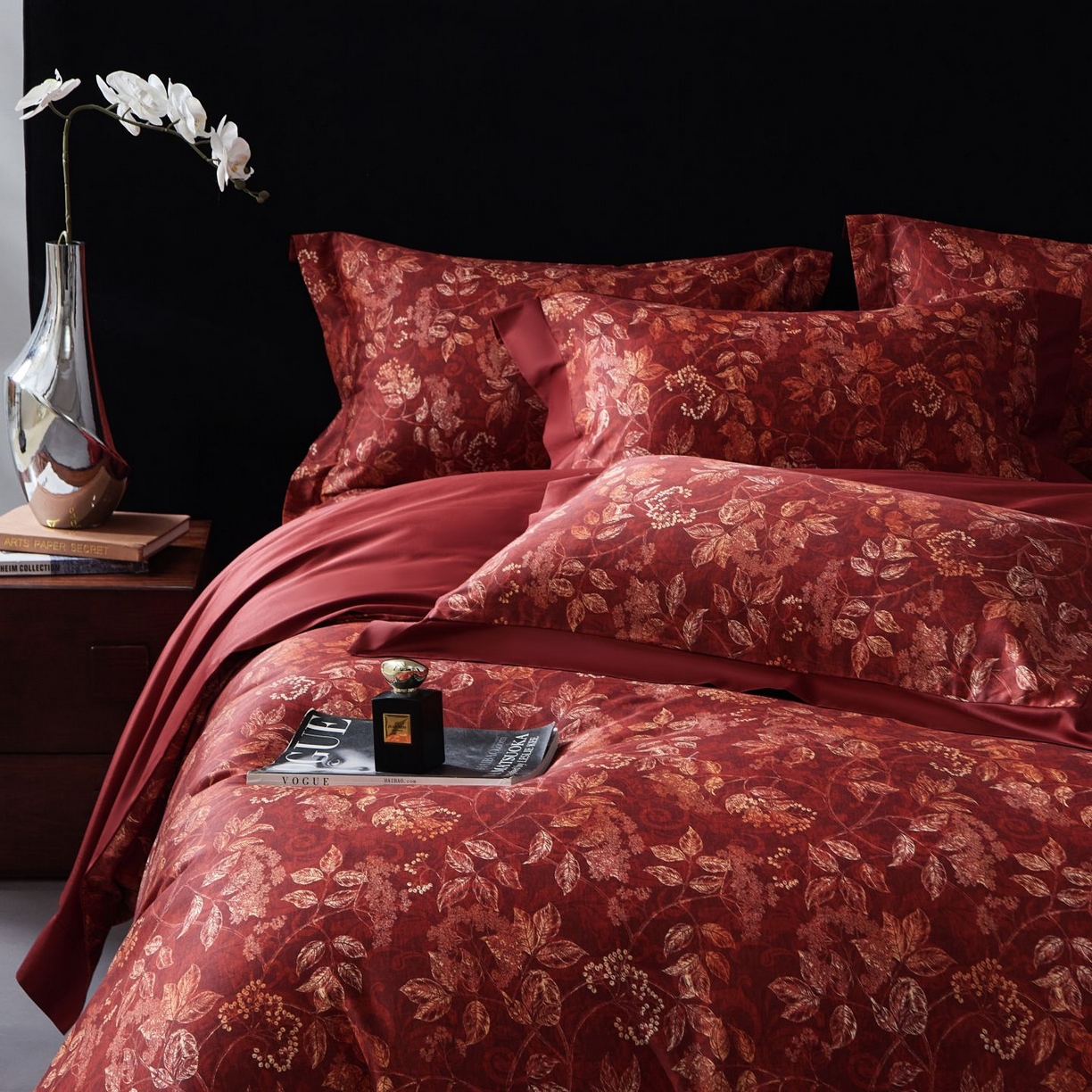 91家纺网 家纺一手货源 找家纺 南通朵美纺织品有限公司 2026新款100支天丝棉系列四件套 繁花似锦（红）