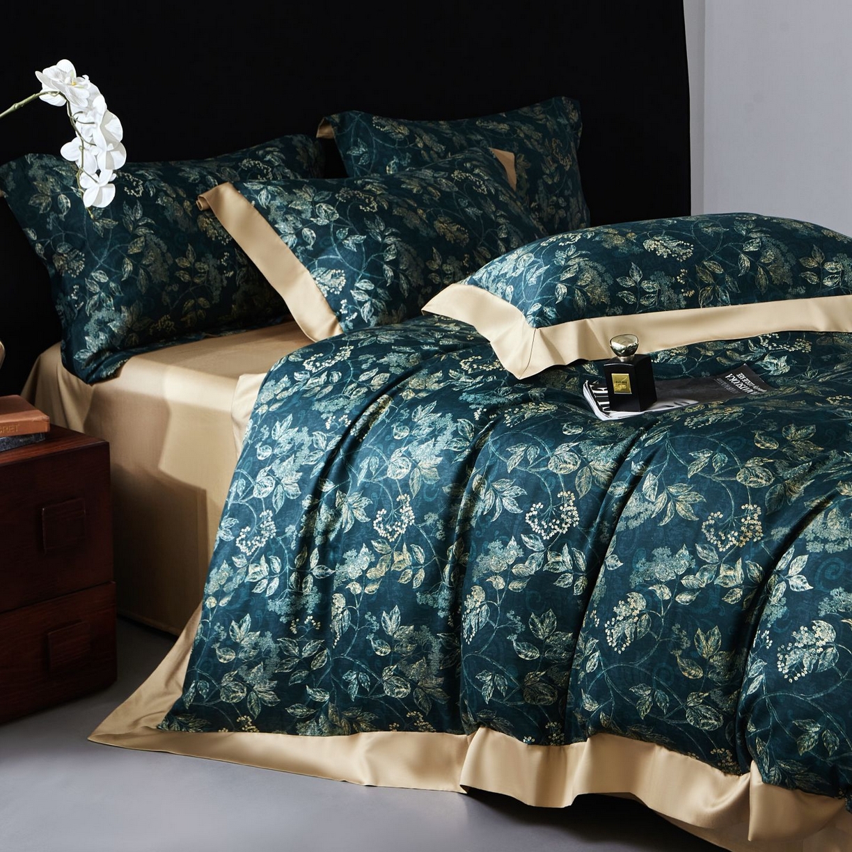 91家纺网 家纺一手货源 找家纺 南通朵美纺织品有限公司 2026新款100支天丝棉系列四件套 繁花似锦（绿）