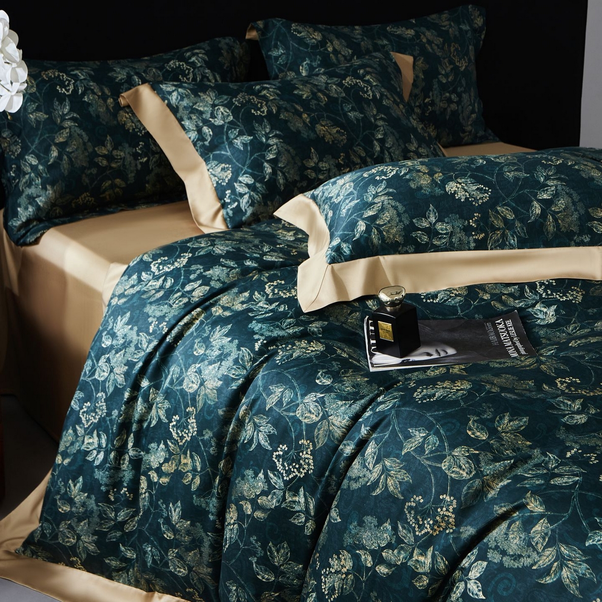 91家纺网 家纺一手货源 找家纺 南通朵美纺织品有限公司 2026新款100支天丝棉系列四件套 繁花似锦（绿）