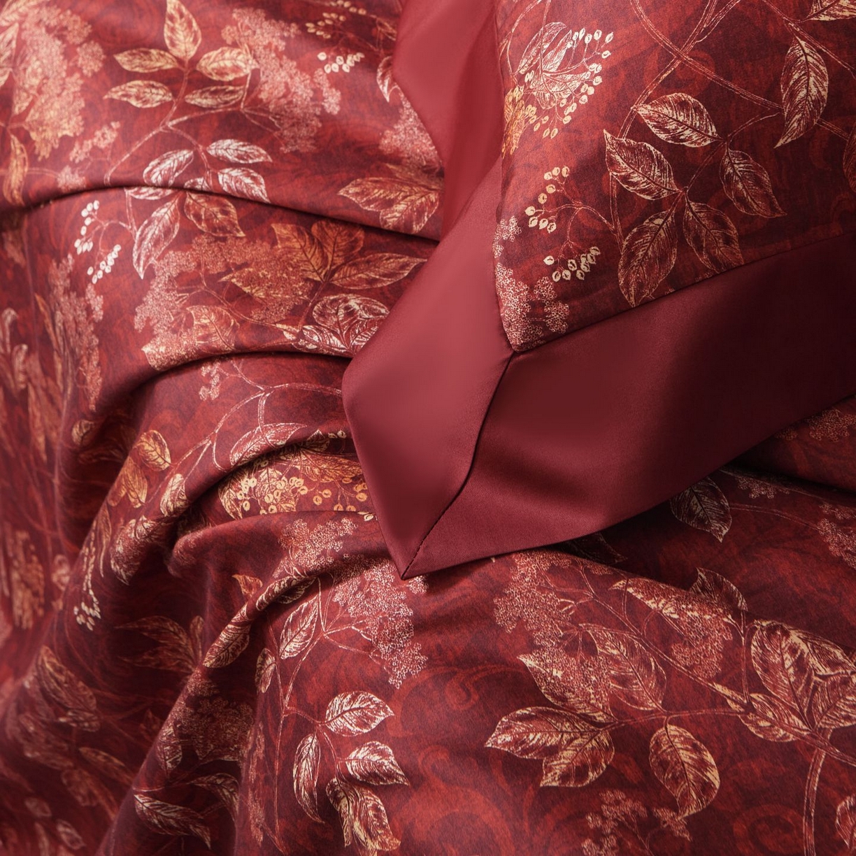 91家纺网 家纺一手货源 找家纺 南通朵美纺织品有限公司 2026新款100支天丝棉系列四件套 繁花似锦（红）