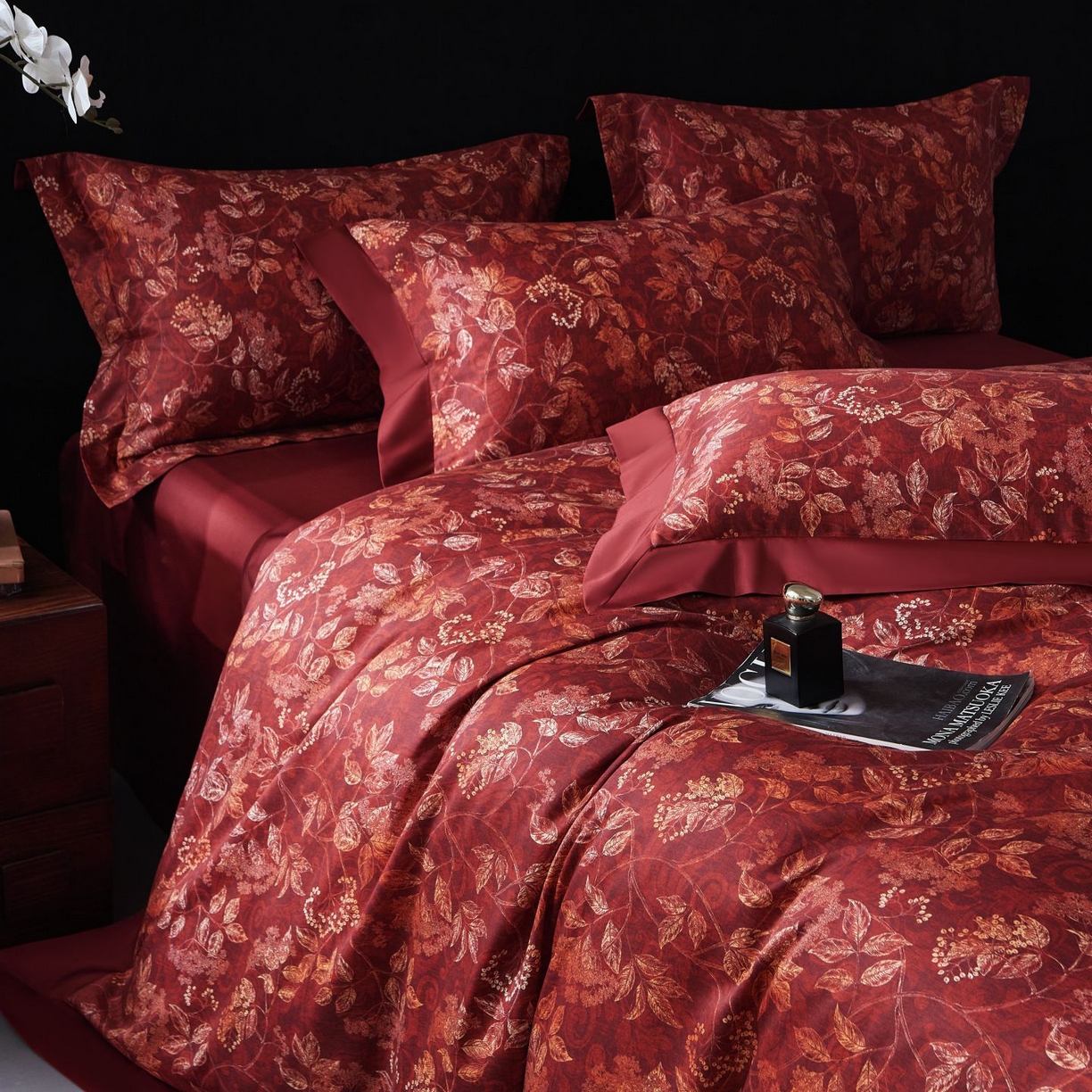 91家纺网 家纺一手货源 找家纺 南通朵美纺织品有限公司 2026新款100支天丝棉系列四件套 繁花似锦（红）