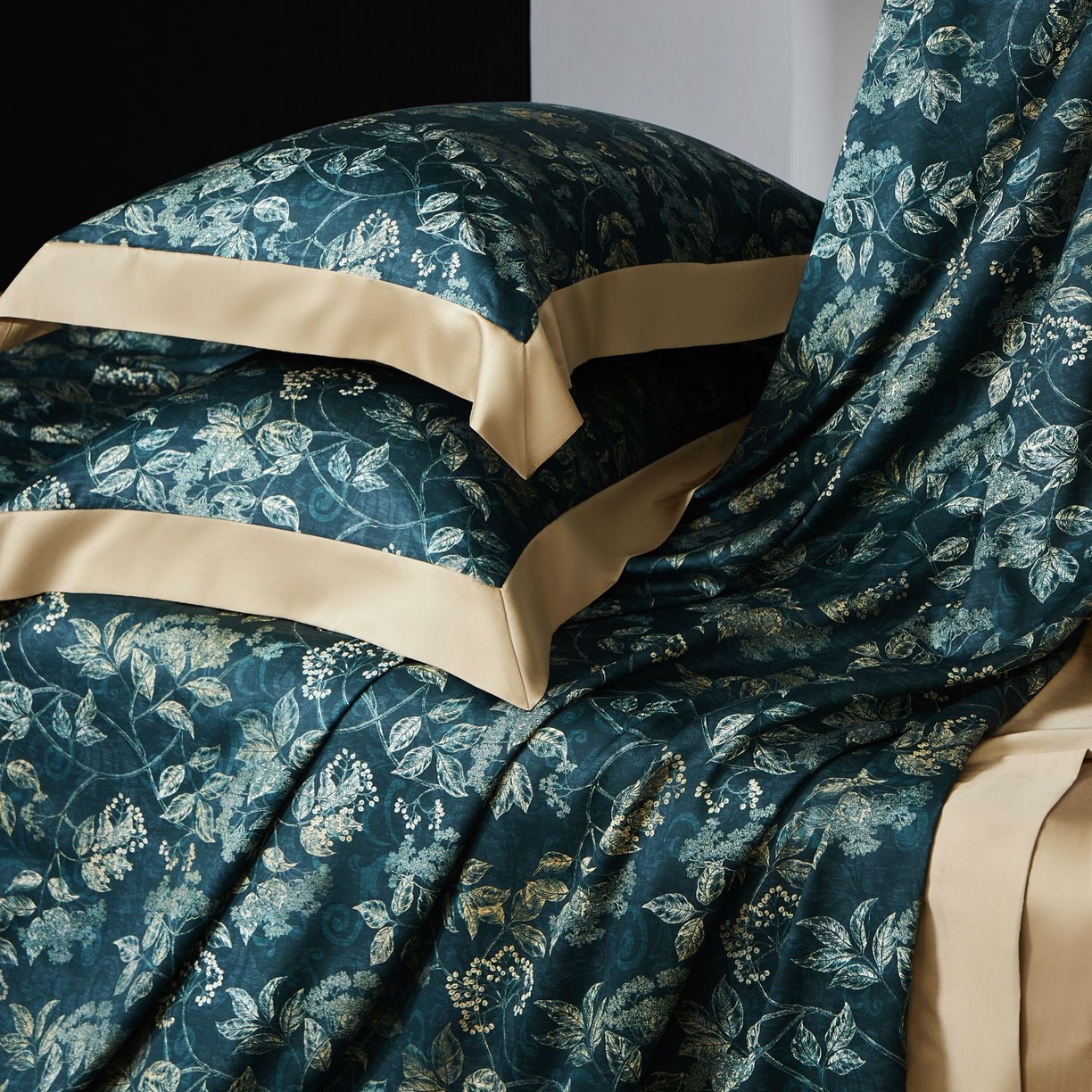 91家纺网 家纺一手货源 找家纺 南通朵美纺织品有限公司 2026新款100支天丝棉系列四件套 繁花似锦（绿）