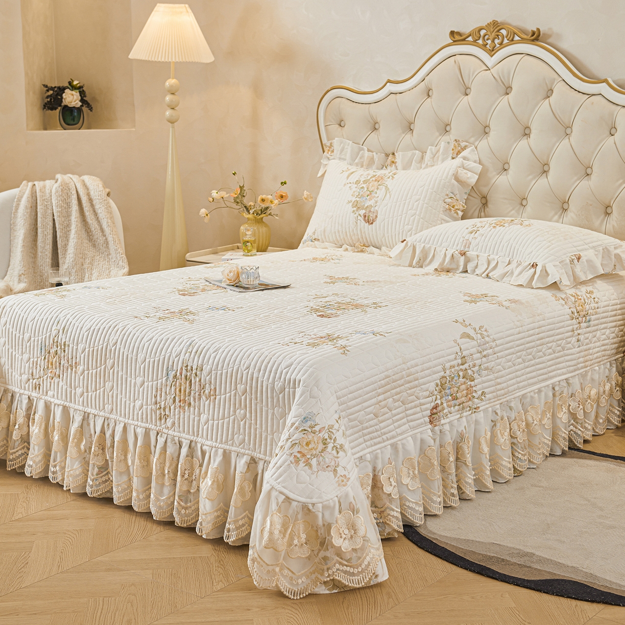 91家纺网 家纺一手货源 找家纺 宜凡家纺 2026新款全棉数码印花夏被床盖四件套④号系列 轻悠花梦