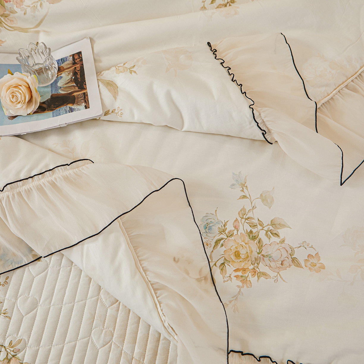 91家纺网 家纺一手货源 找家纺 宜凡家纺 2026新款全棉数码印花夏被床盖四件套④号系列 轻悠花梦