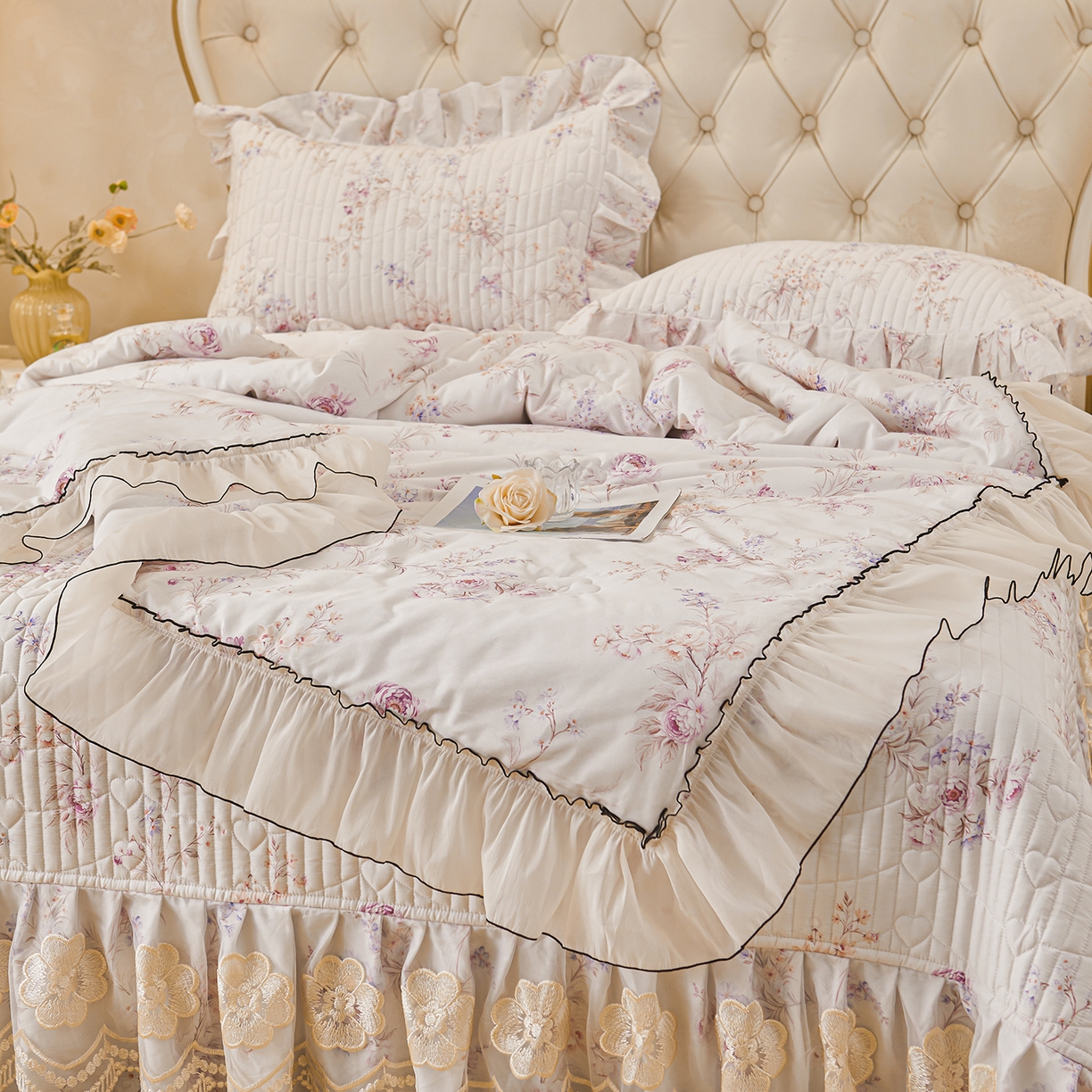 91家纺网 家纺一手货源 找家纺 宜凡家纺 2026新款全棉数码印花夏被床盖四件套④号系列 悦色