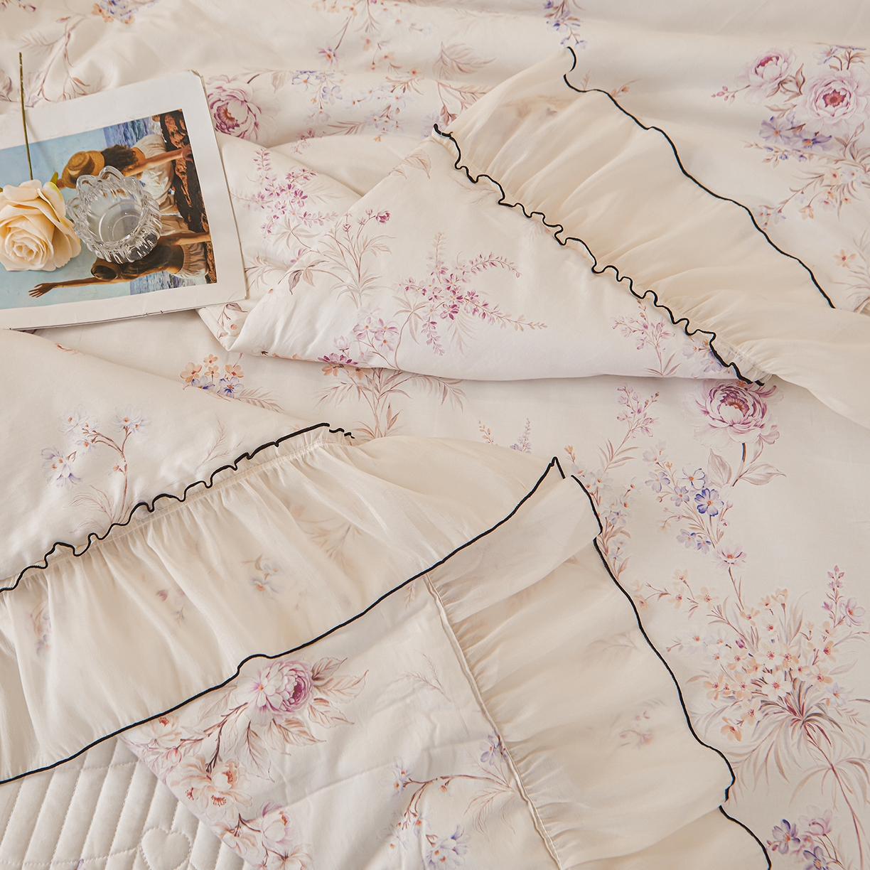 91家纺网 家纺一手货源 找家纺 宜凡家纺 2026新款全棉数码印花夏被床盖四件套④号系列 悦色