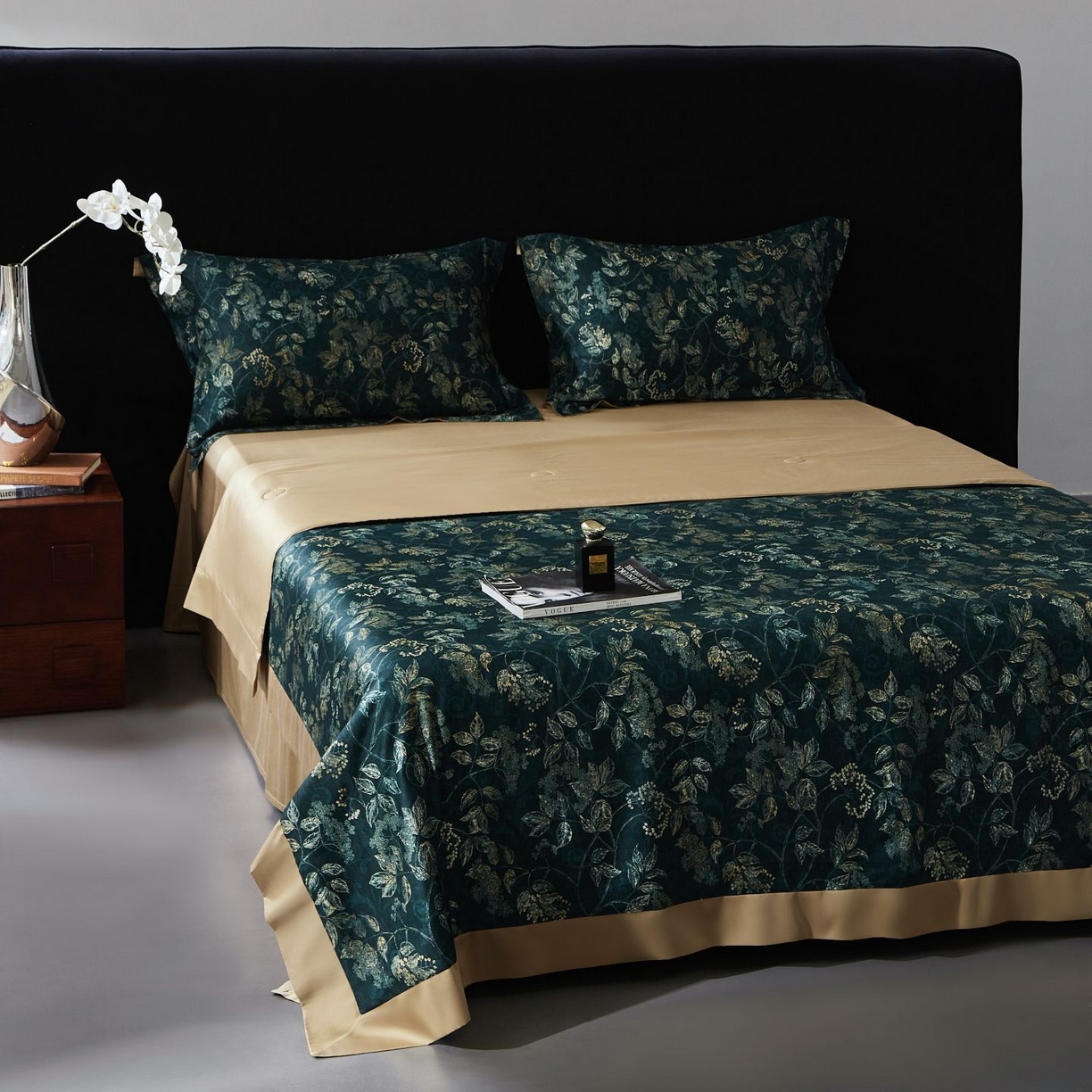 91家纺网 家纺一手货源 找家纺 南通朵美纺织品有限公司 2026新款100支天丝棉夏被四件套系列 繁花似锦（绿）