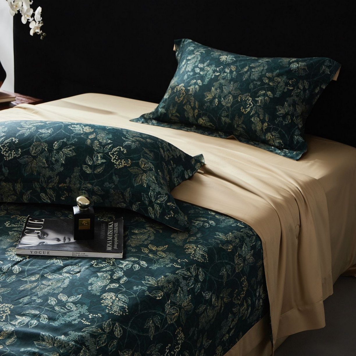 91家纺网 家纺一手货源 找家纺 南通朵美纺织品有限公司 2026新款100支天丝棉夏被四件套系列 繁花似锦（绿）