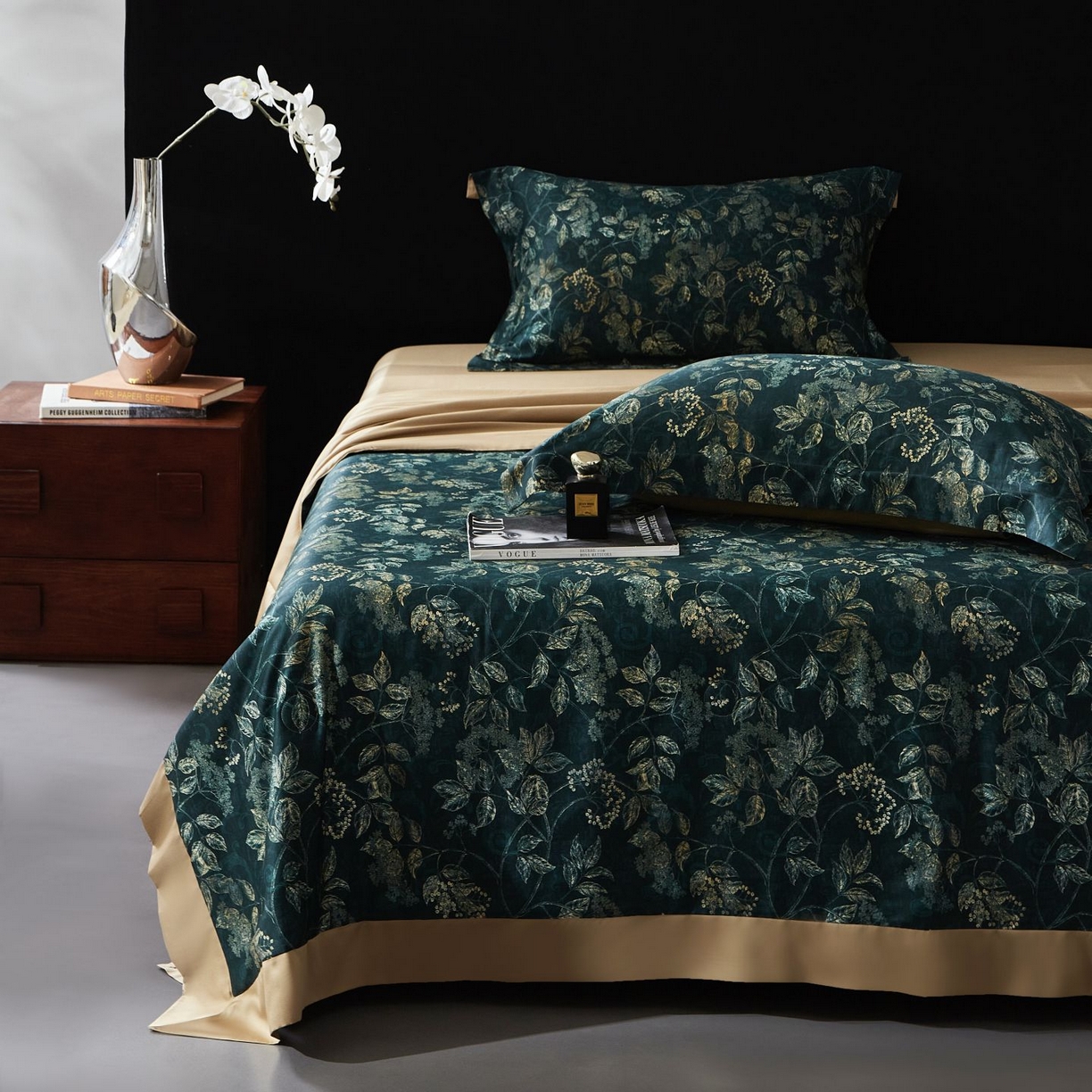 91家纺网 家纺一手货源 找家纺 南通朵美纺织品有限公司 2026新款100支天丝棉夏被四件套系列 繁花似锦（绿）