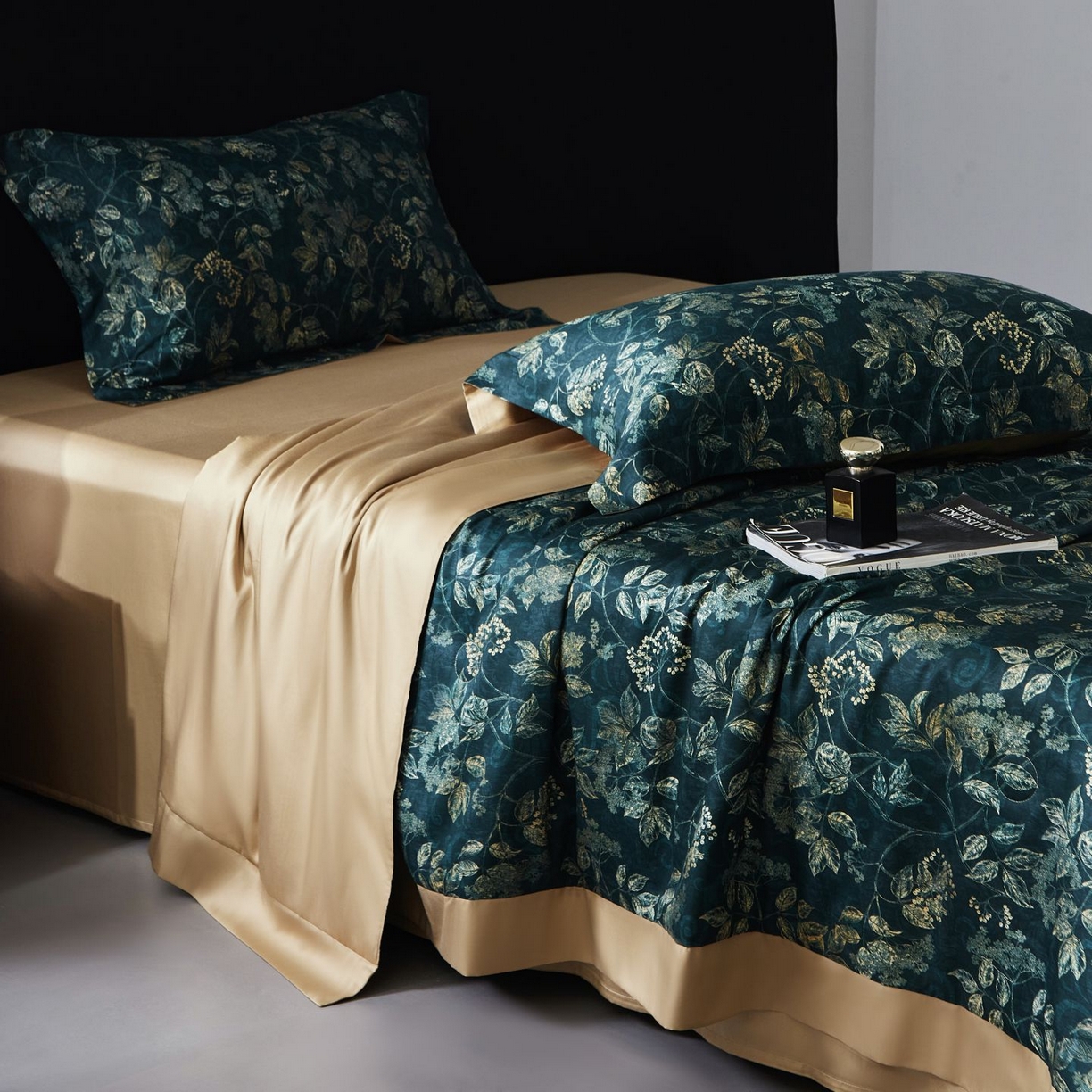 91家纺网 家纺一手货源 找家纺 南通朵美纺织品有限公司 2026新款100支天丝棉夏被四件套系列 繁花似锦（绿）