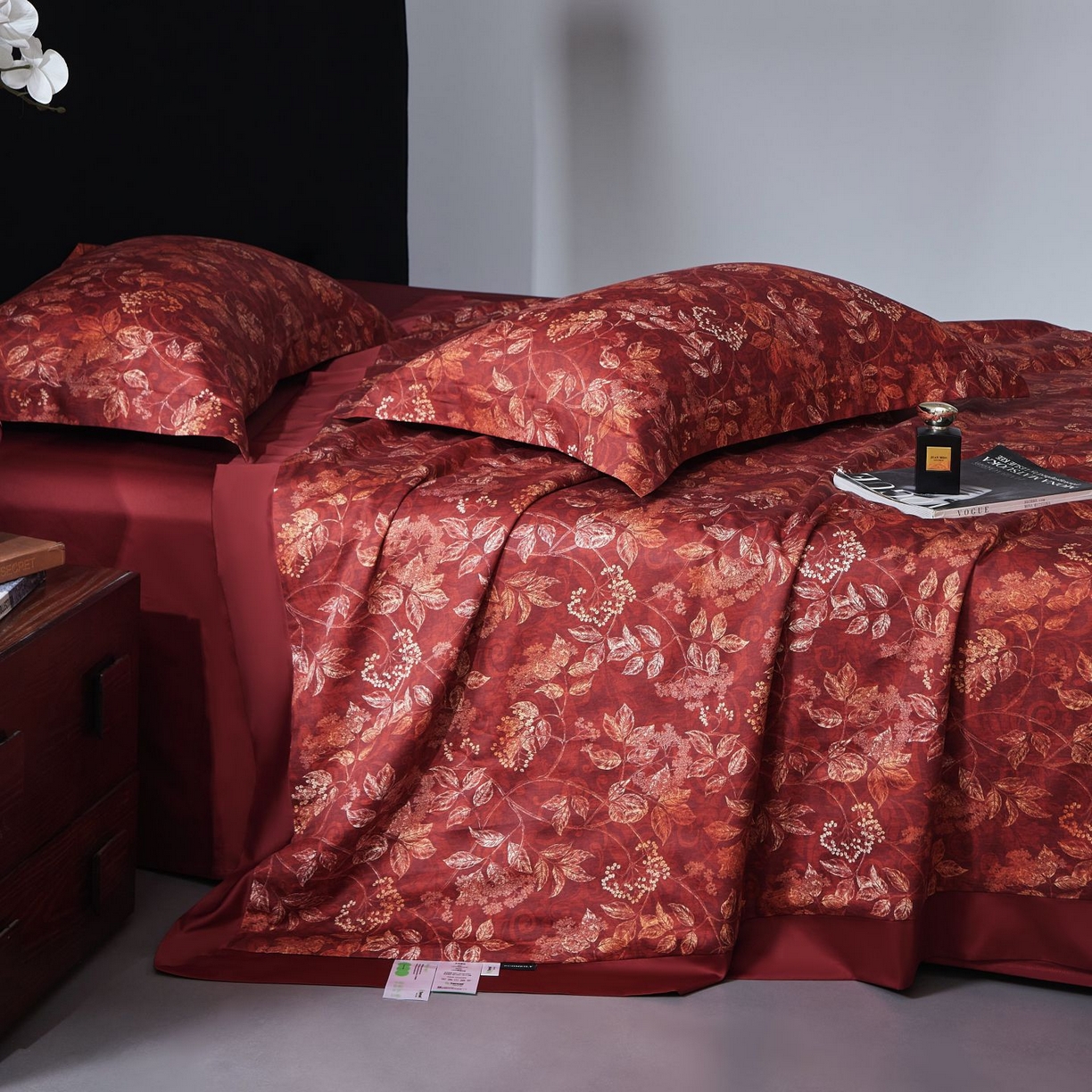 91家纺网 家纺一手货源 找家纺 南通朵美纺织品有限公司 2026新款100支天丝棉夏被四件套系列 繁花似锦（红）