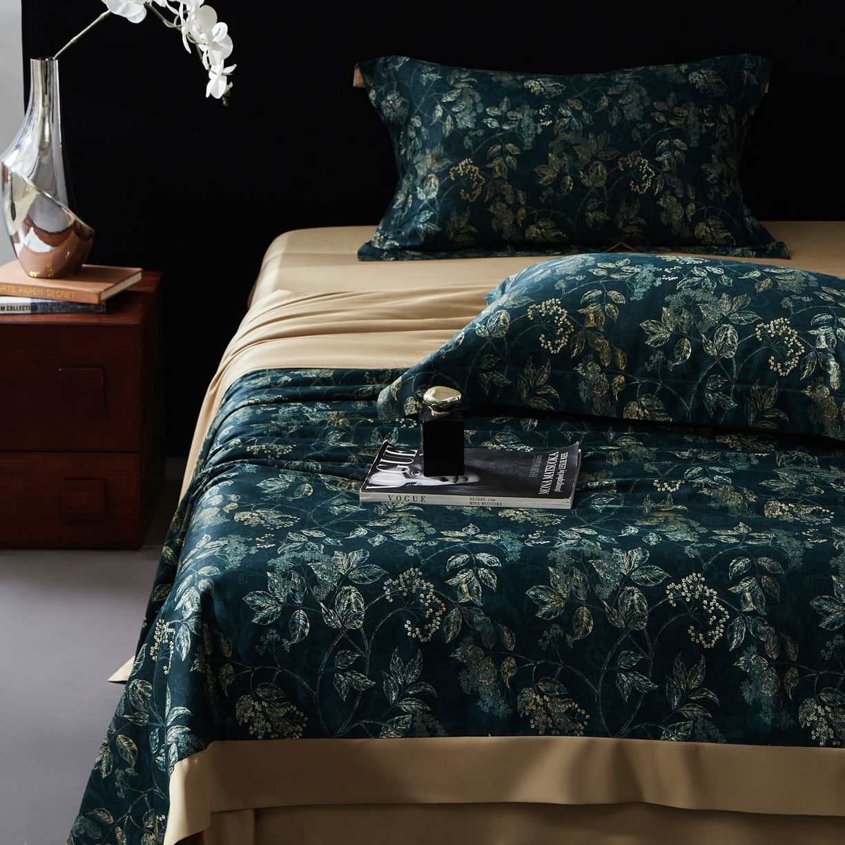 91家纺网 家纺一手货源 找家纺 南通朵美纺织品有限公司 2026新款100支天丝棉夏被四件套系列 繁花似锦（绿）