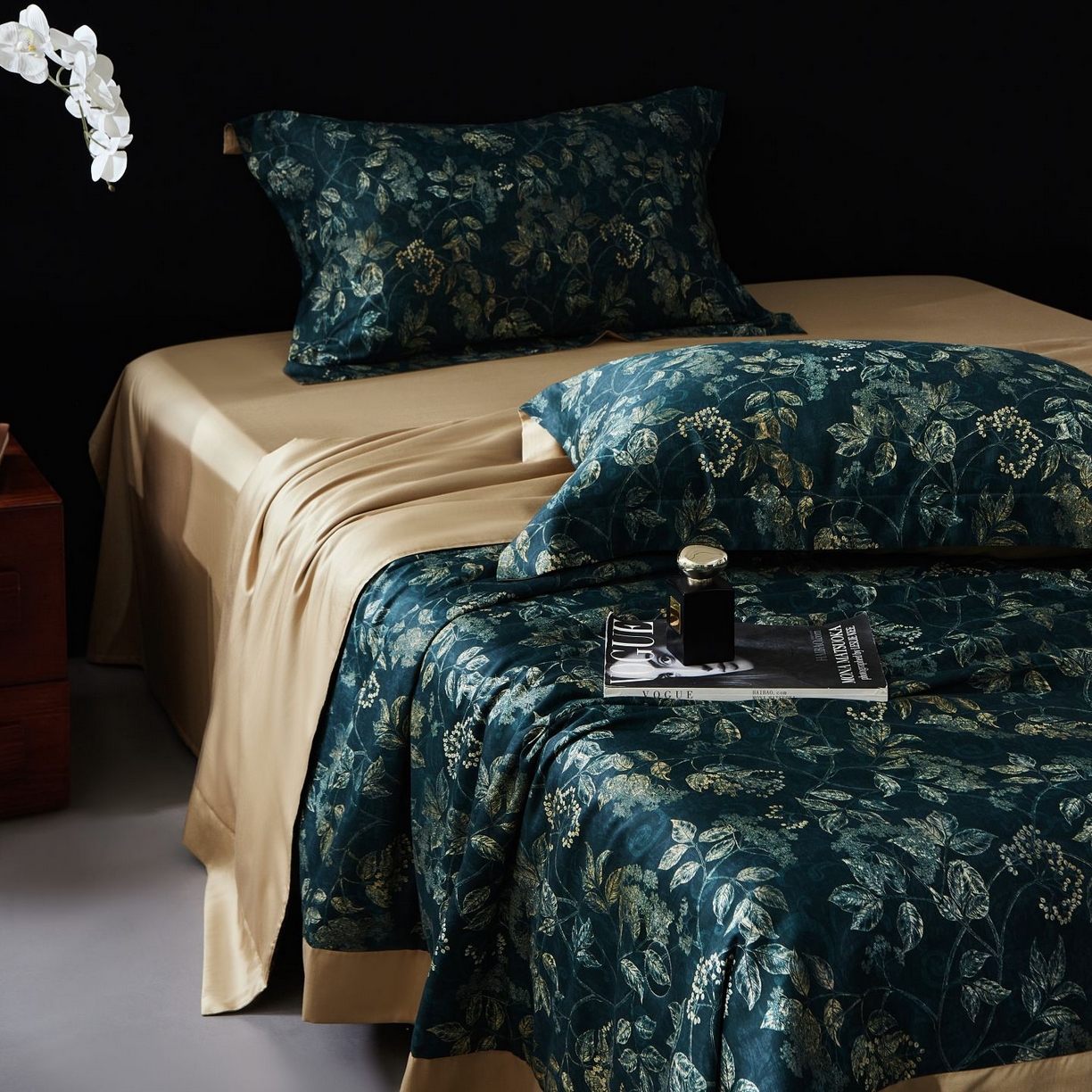 91家纺网 家纺一手货源 找家纺 南通朵美纺织品有限公司 2026新款100支天丝棉夏被四件套系列 繁花似锦（绿）