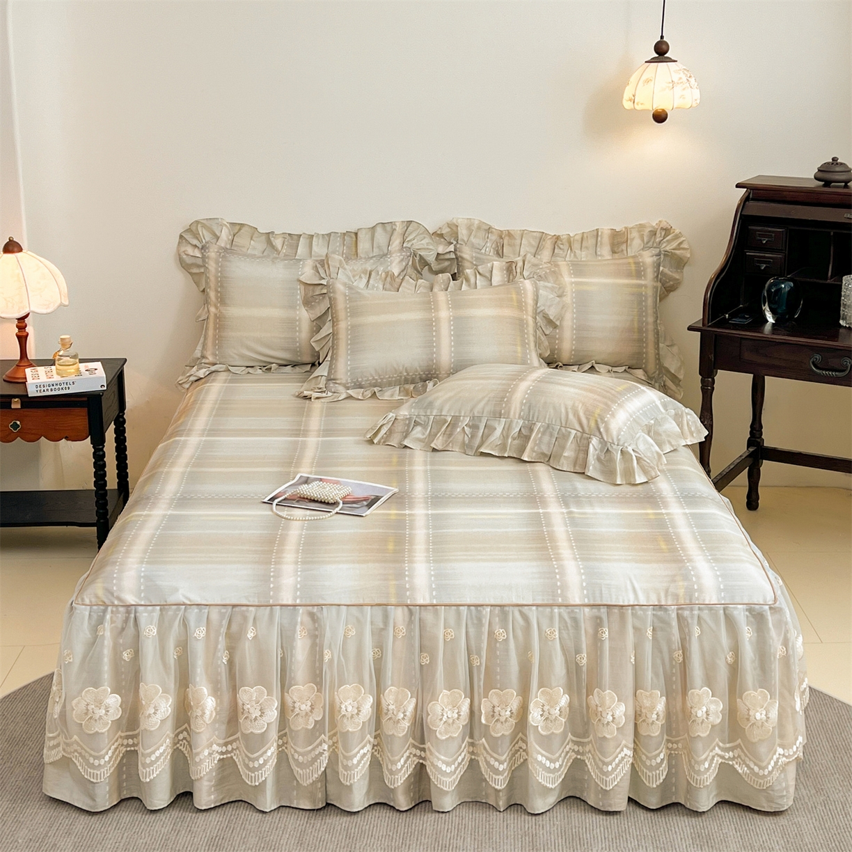 91家纺网 家纺一手货源 找家纺 （总）宜凡家纺 2026新款全棉数码印花单床裙三件套④号系列