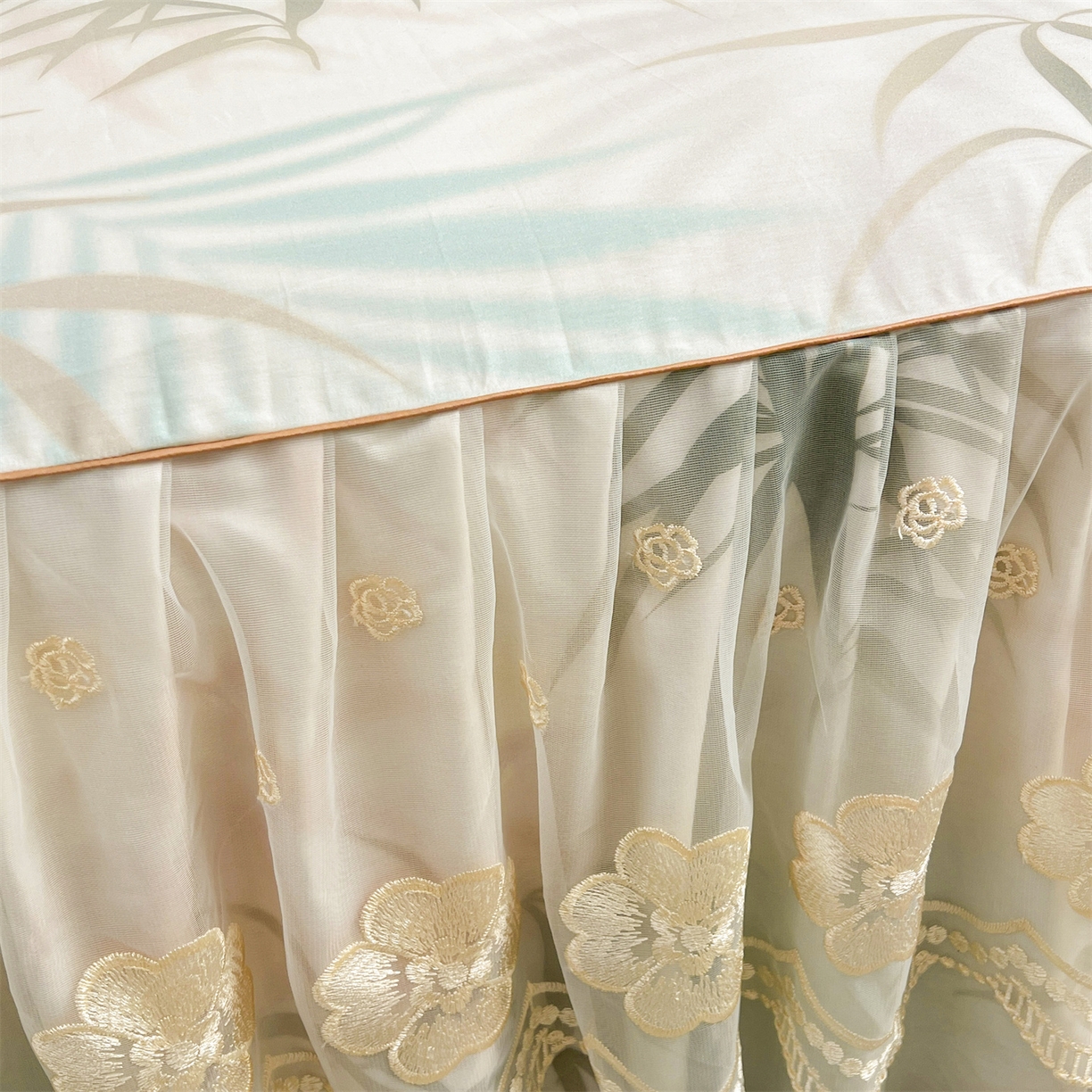 91家纺网 家纺一手货源 找家纺 宜凡家纺 2026新款全棉数码印花单床裙三件套④号系列 竹影 绿