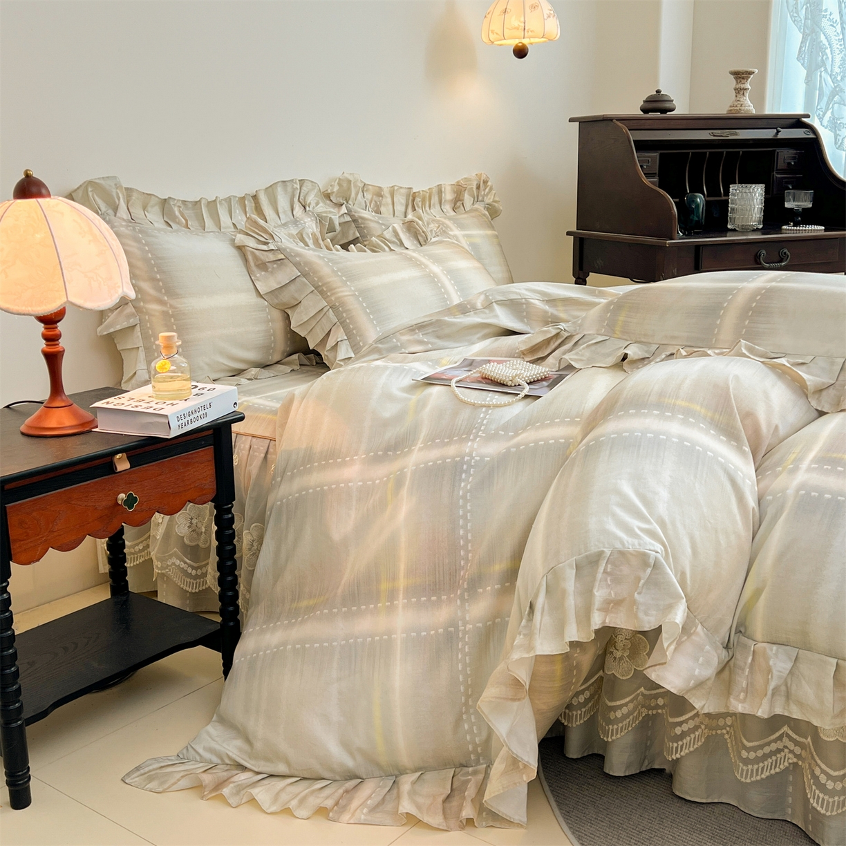 91家纺网 家纺一手货源 找家纺 （总）宜凡家纺 2026新款全棉数码印花单床裙四件套④号系列