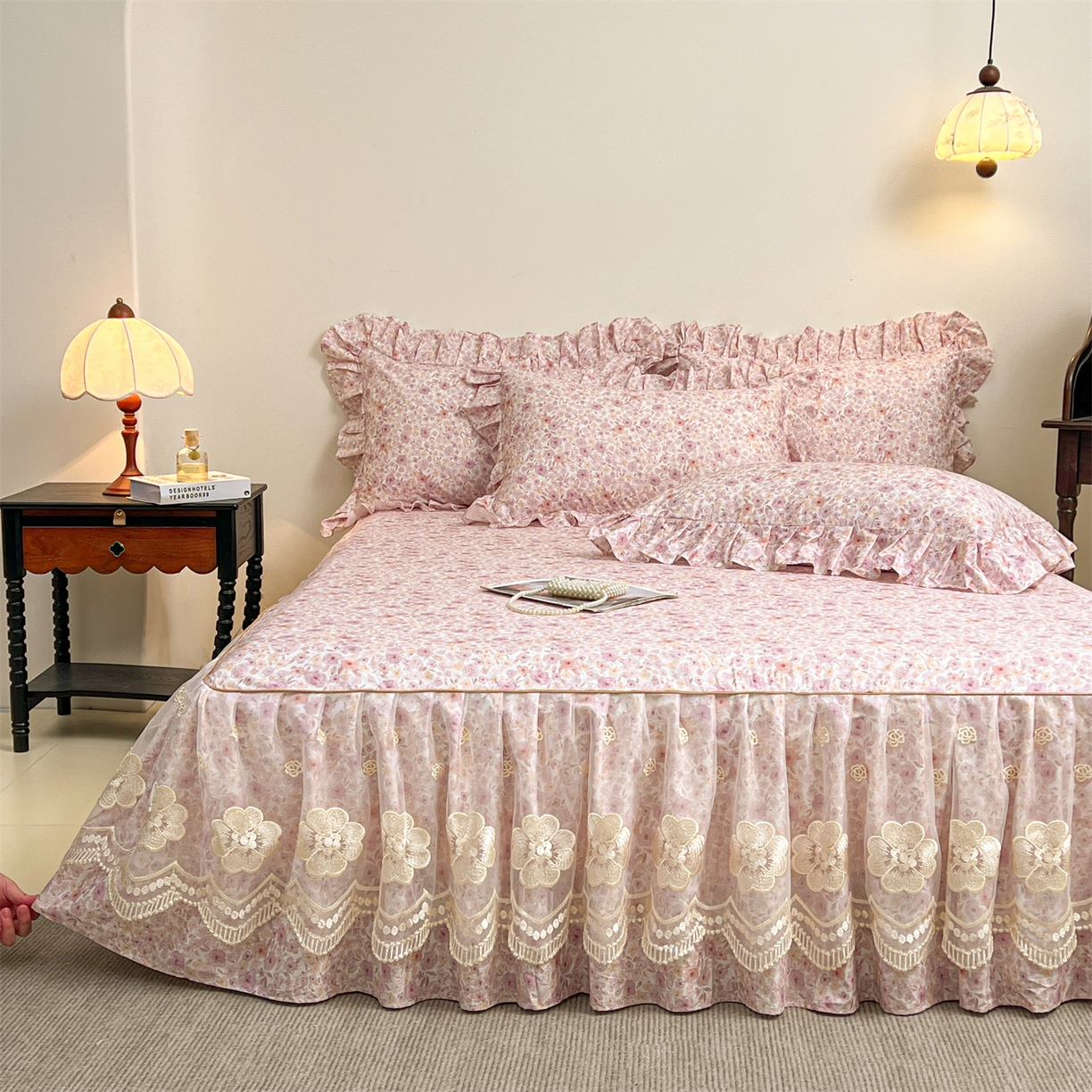 91家纺网 家纺一手货源 找家纺 宜凡家纺 2026新款全棉数码印花单床裙四件套④号系列 醒春集