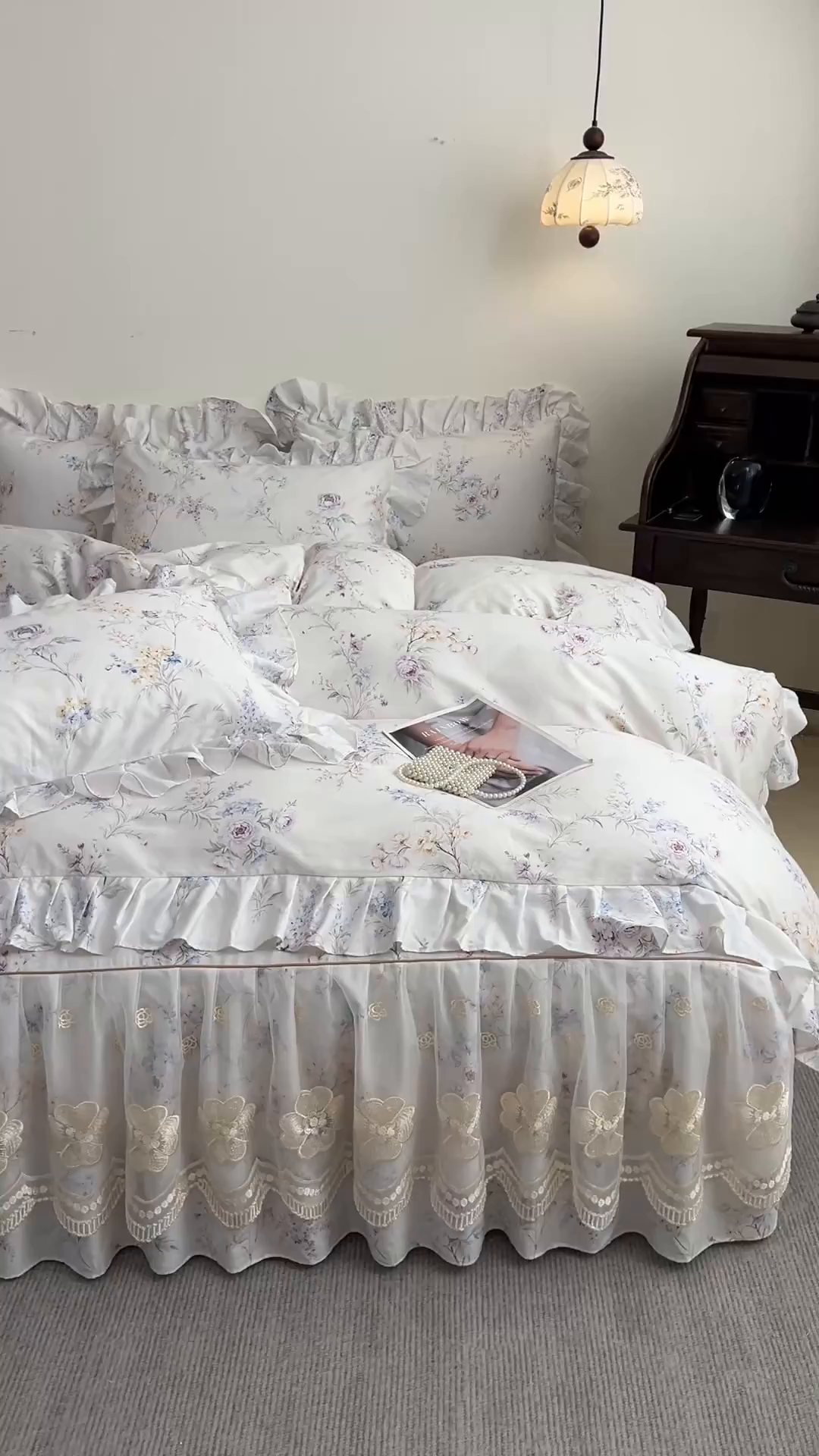 91家纺网 家纺一手货源 找家纺 宜凡家纺 2026新款全棉数码印花单床裙四件套④号系列 悦色