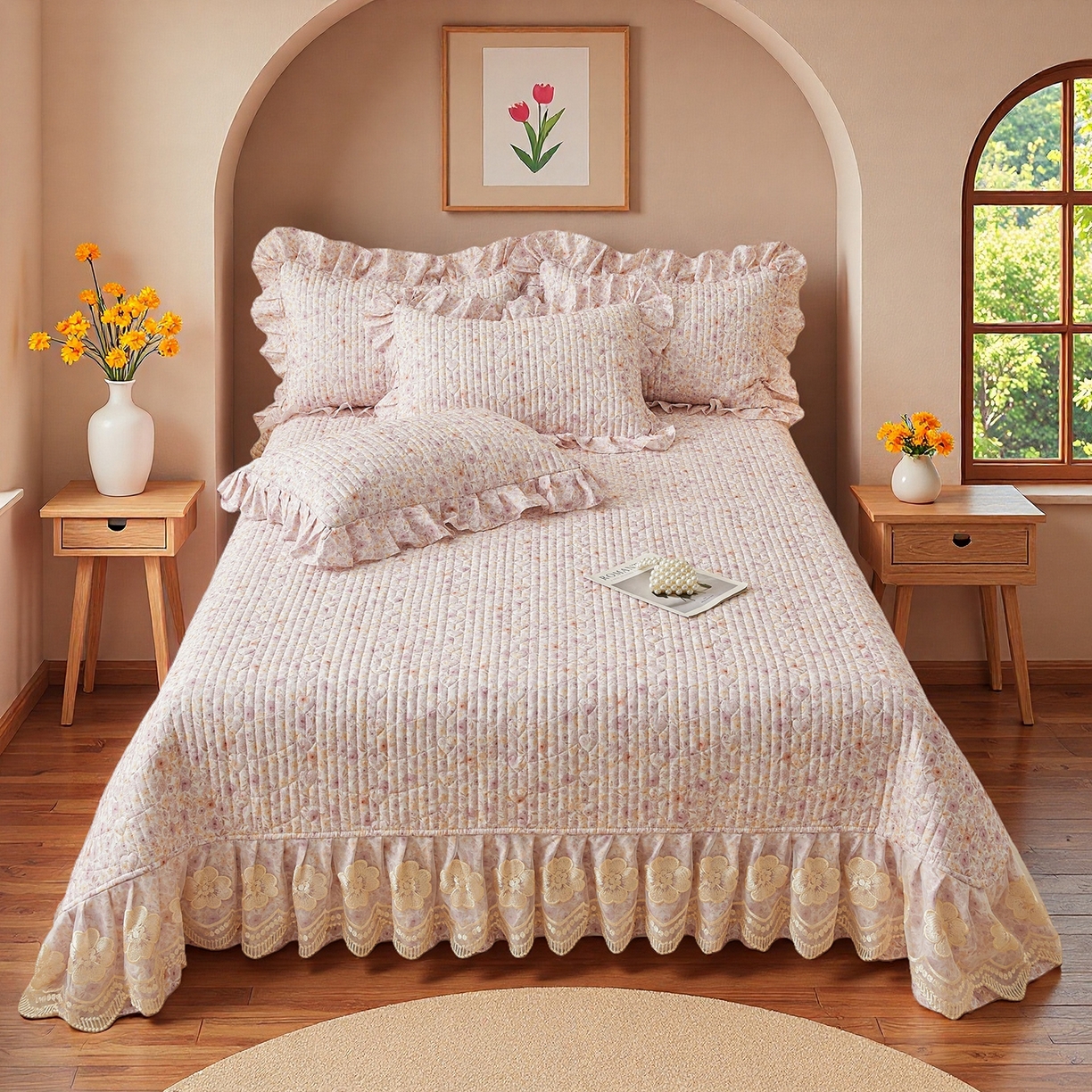 91家纺网 家纺一手货源 找家纺 宜凡家纺 2026新款全棉数码印花床盖三件套④号系列 醒春集