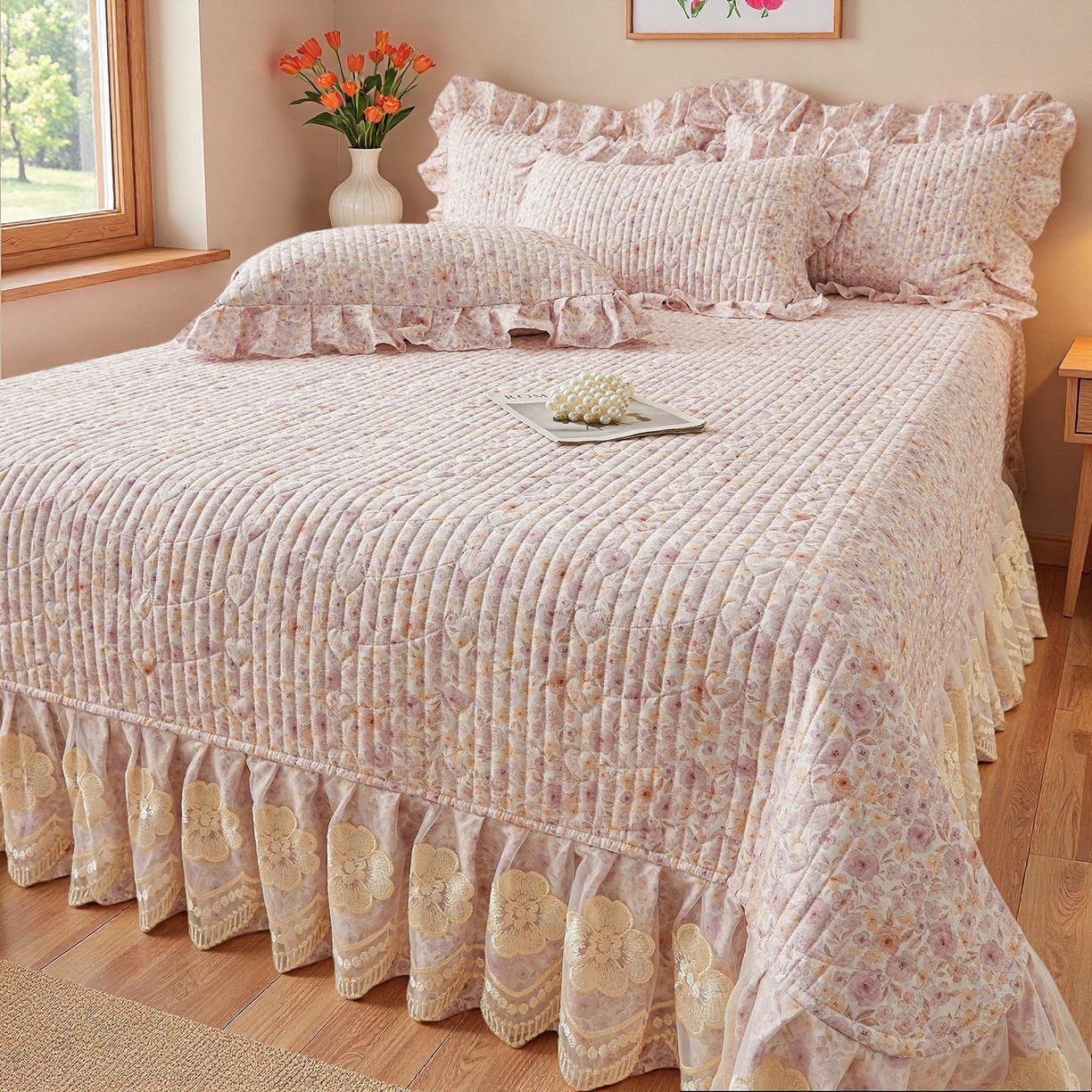 91家纺网 家纺一手货源 找家纺 宜凡家纺 2026新款全棉数码印花床盖三件套④号系列 醒春集