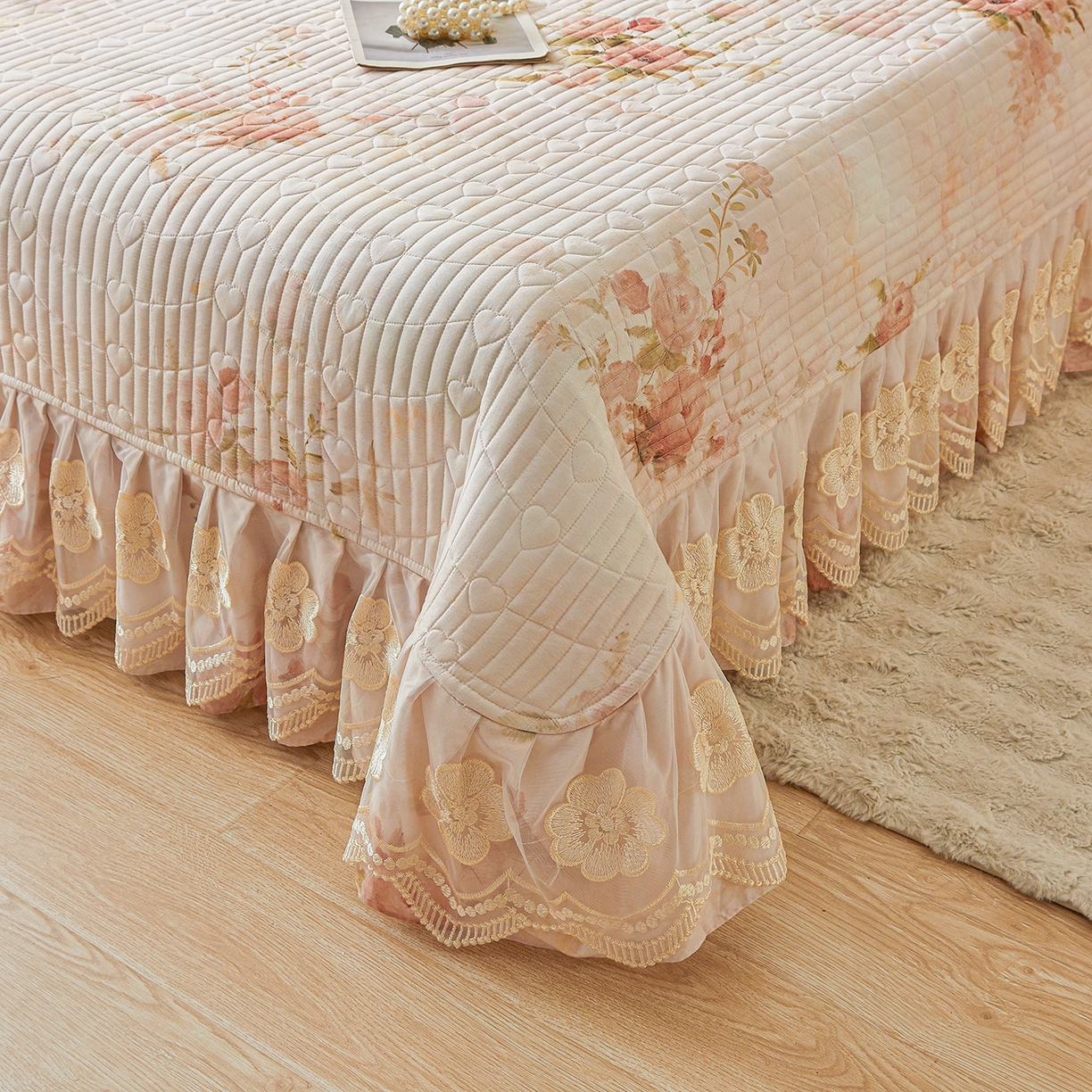 91家纺网 家纺一手货源 找家纺 宜凡家纺 2026新款全棉数码印花床盖四件套④号系列 轻悠花梦