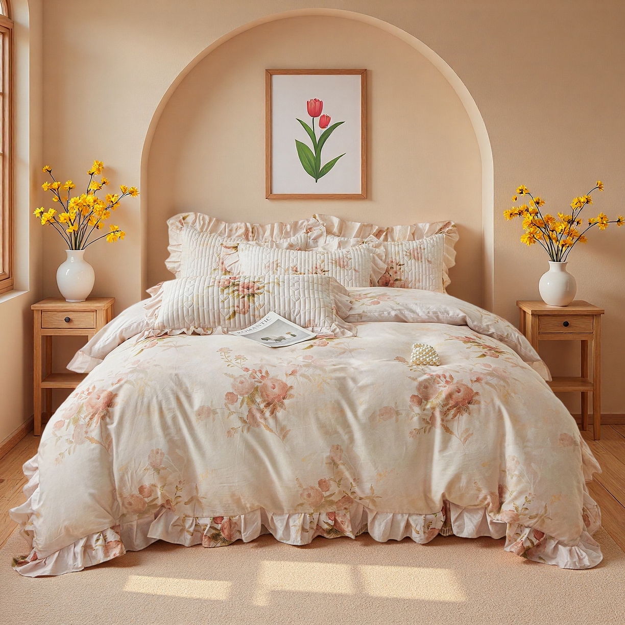 91家纺网 家纺一手货源 找家纺 宜凡家纺 2026新款全棉数码印花床盖四件套④号系列 轻悠花梦