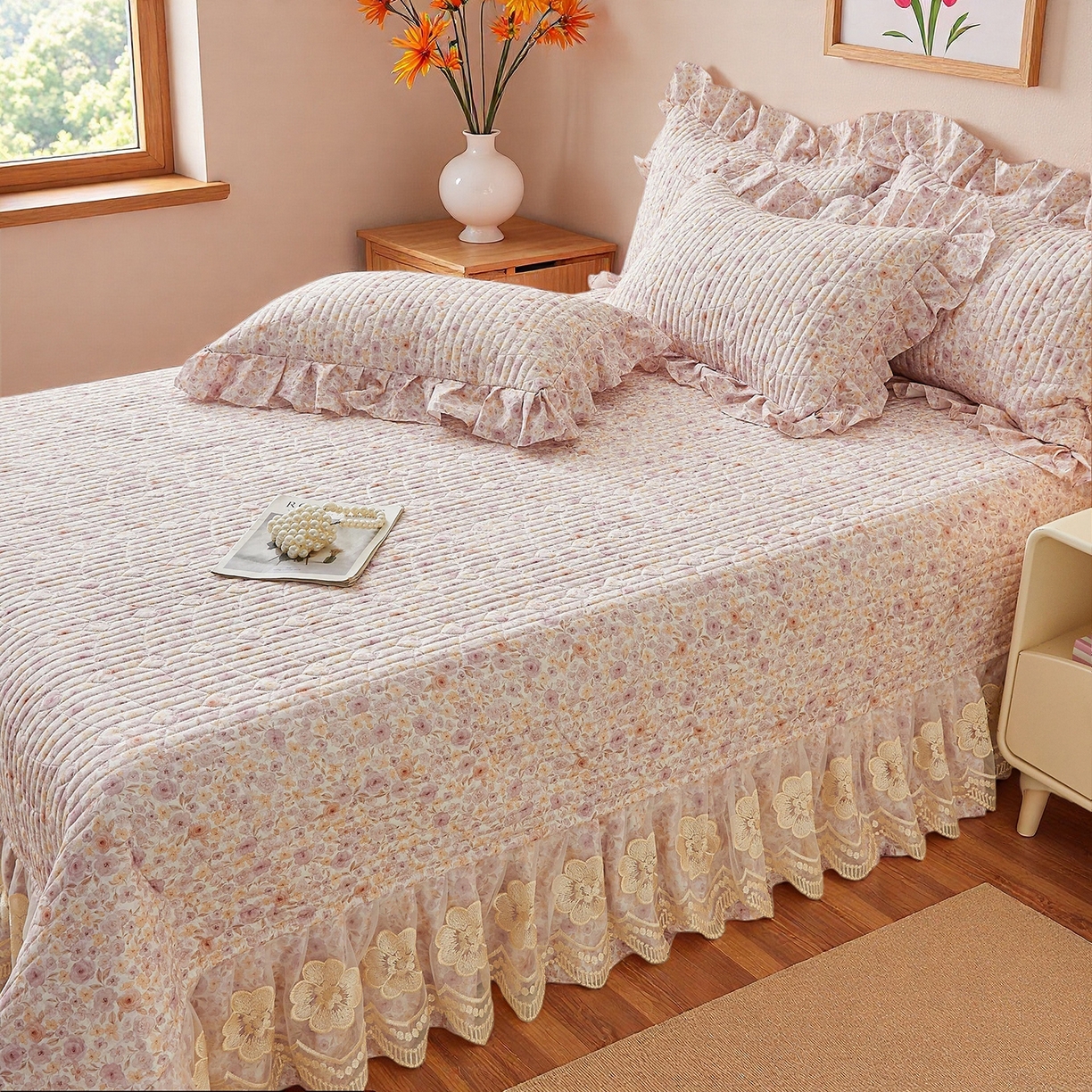 91家纺网 家纺一手货源 找家纺 宜凡家纺 2026新款全棉数码印花床盖四件套④号系列 醒春集