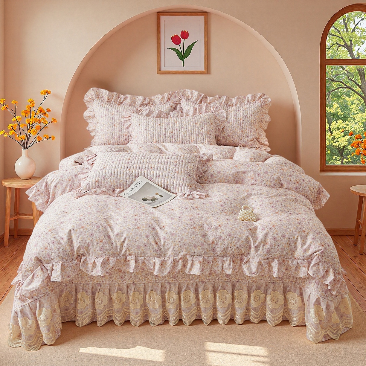 91家纺网 家纺一手货源 找家纺 宜凡家纺 2026新款全棉数码印花床盖四件套④号系列 醒春集