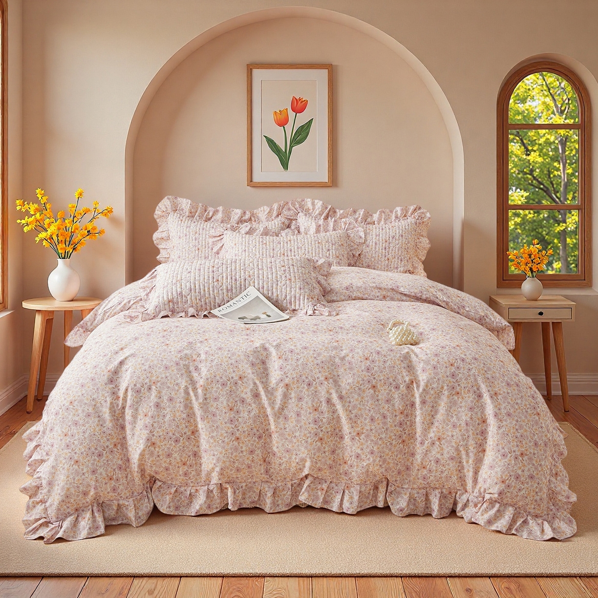 91家纺网 家纺一手货源 找家纺 宜凡家纺 2026新款全棉数码印花床盖四件套④号系列 醒春集