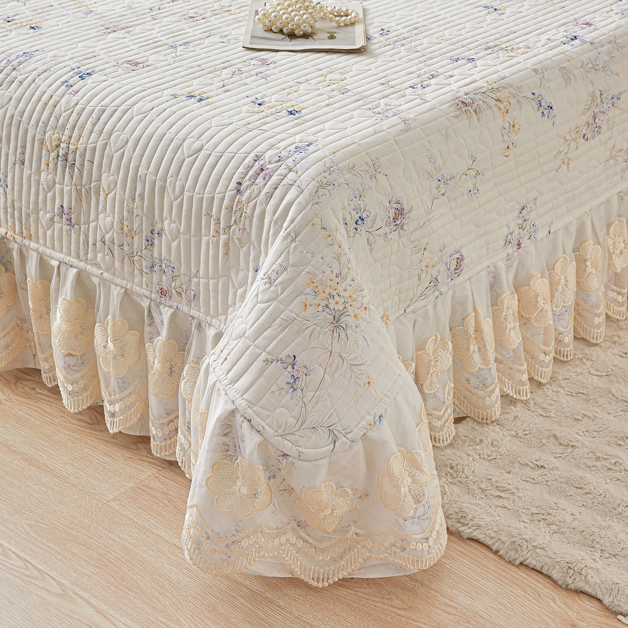 91家纺网 家纺一手货源 找家纺 宜凡家纺 2026新款全棉数码印花床盖四件套④号系列 悦色